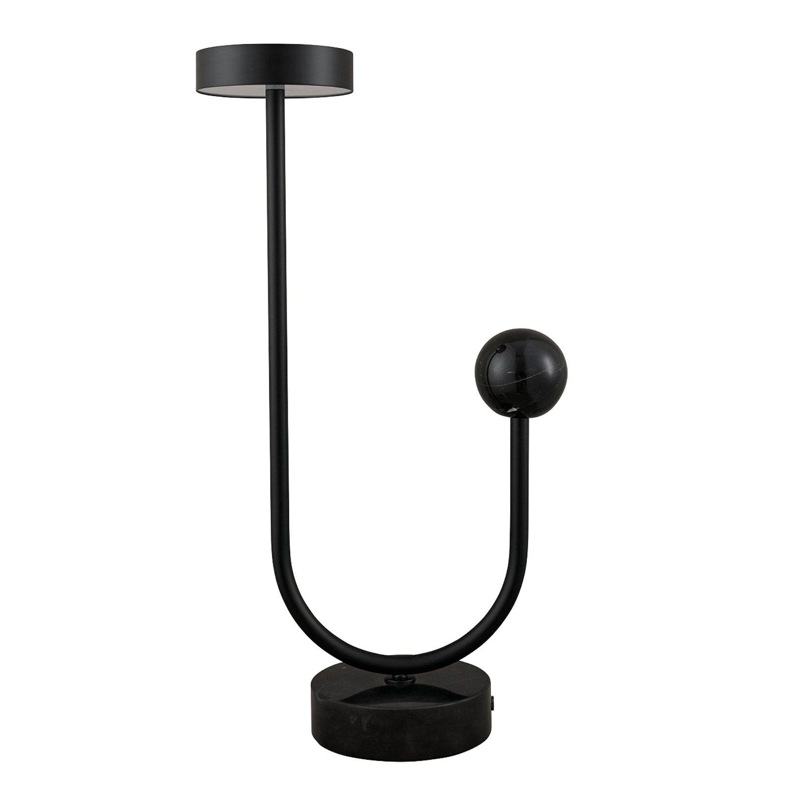 AYTM Lampe de table LED Grasil, noir, marbre, hauteur 56 cm