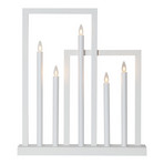 Candelabro di legno Frame, 5 luci, bianco