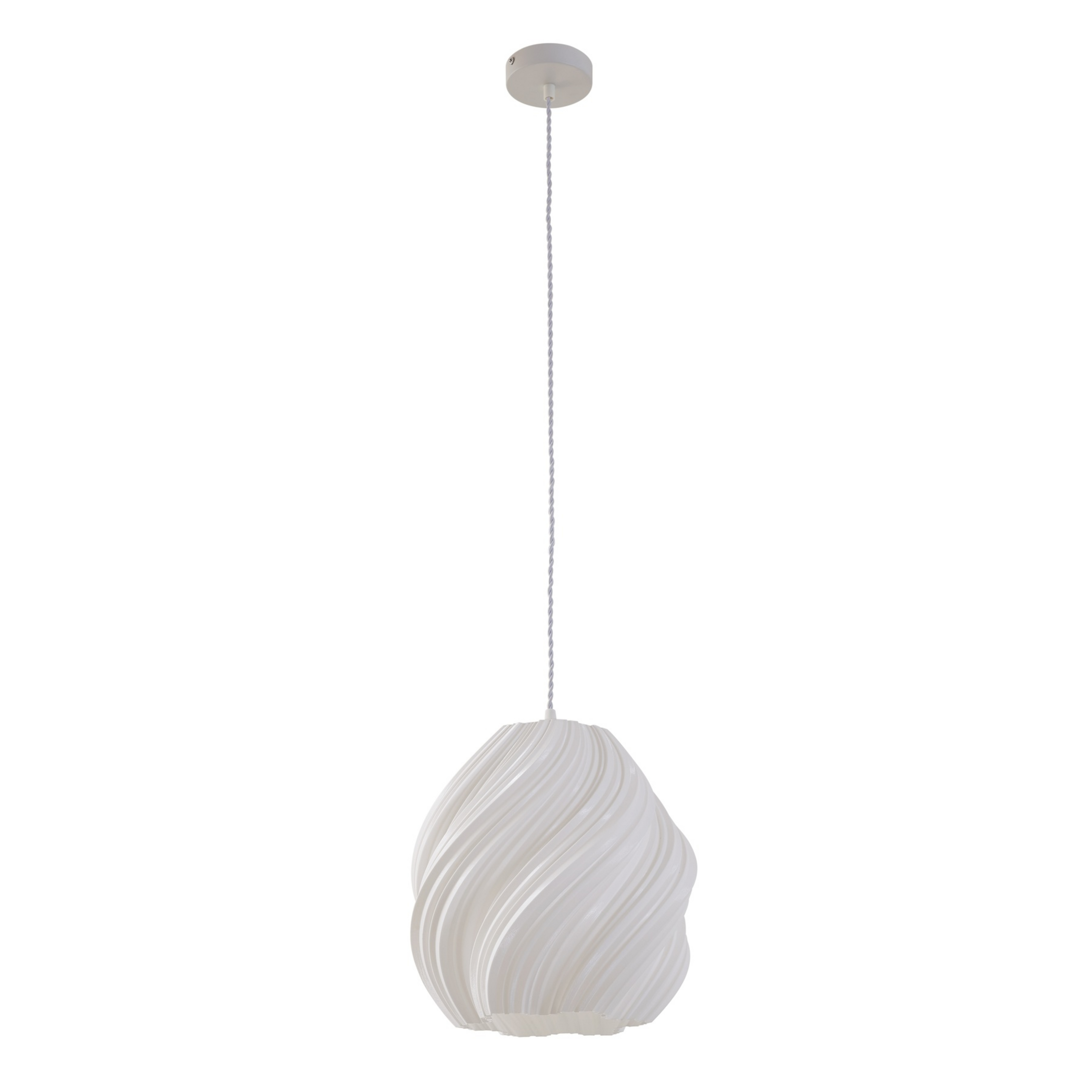 Lampă suspendată Nuvia, albă, Ø 30 cm, imprimare 3D - Lindby