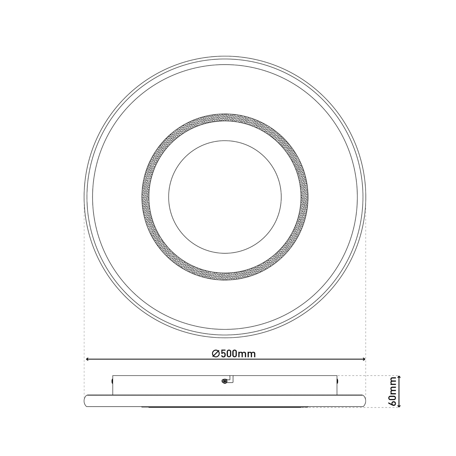 Stropní svítidlo Livana LED, bílá/černá, Ø 50 cm, CCT, stmívatelné