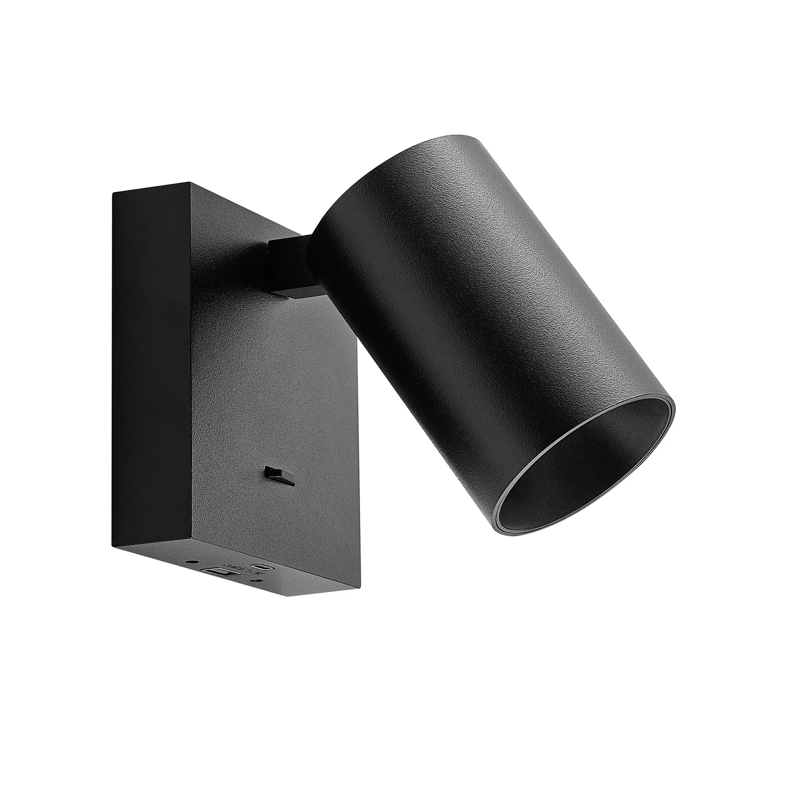 CAN TILT sienas prožektors, melns, 10 x 10 cm, metāla, USB slēdzis
