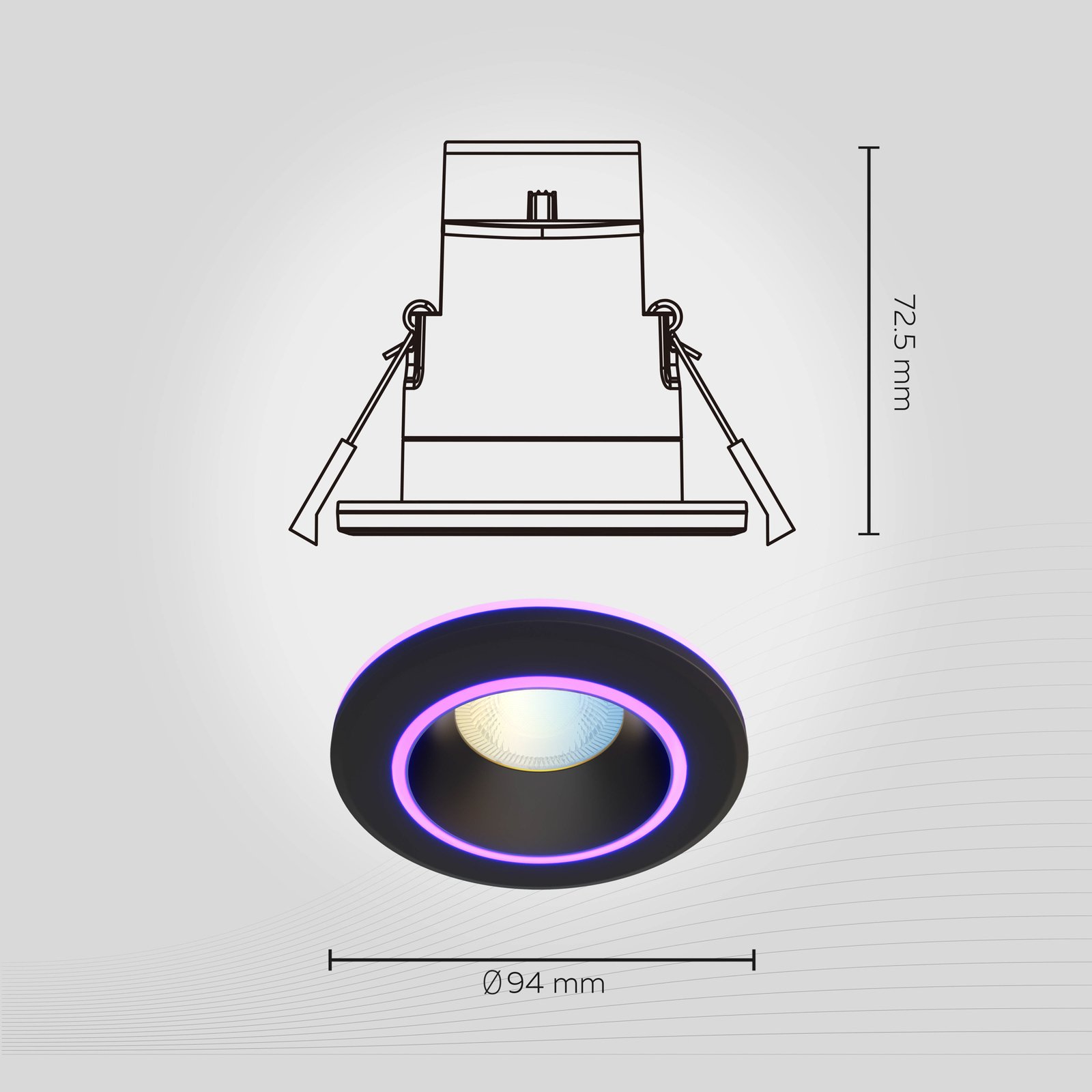 Calex Smart Halo Einbau-Downlight CCT RGB schwarz