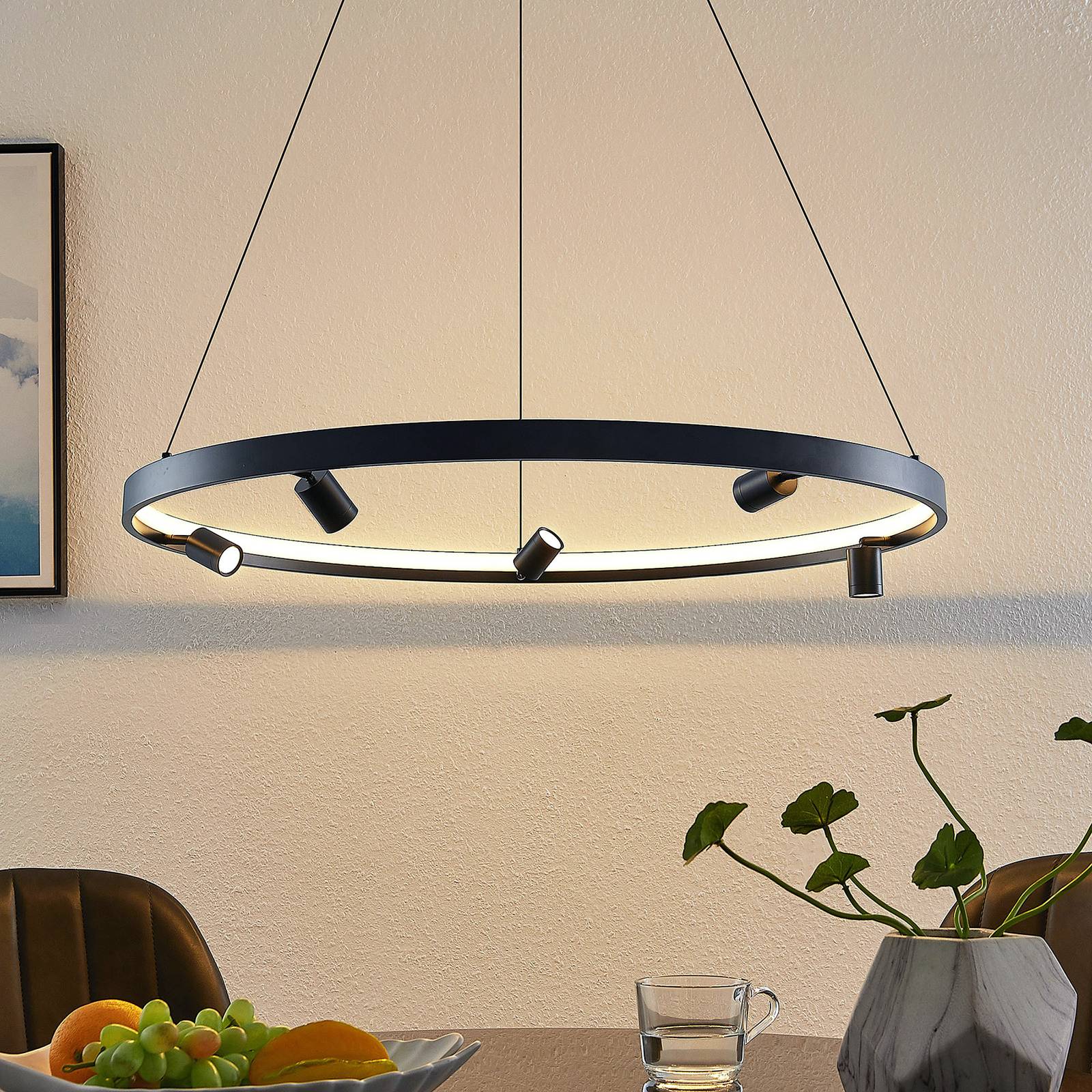 Lucande Paliva lampa wisząca LED, 80cm, czarna