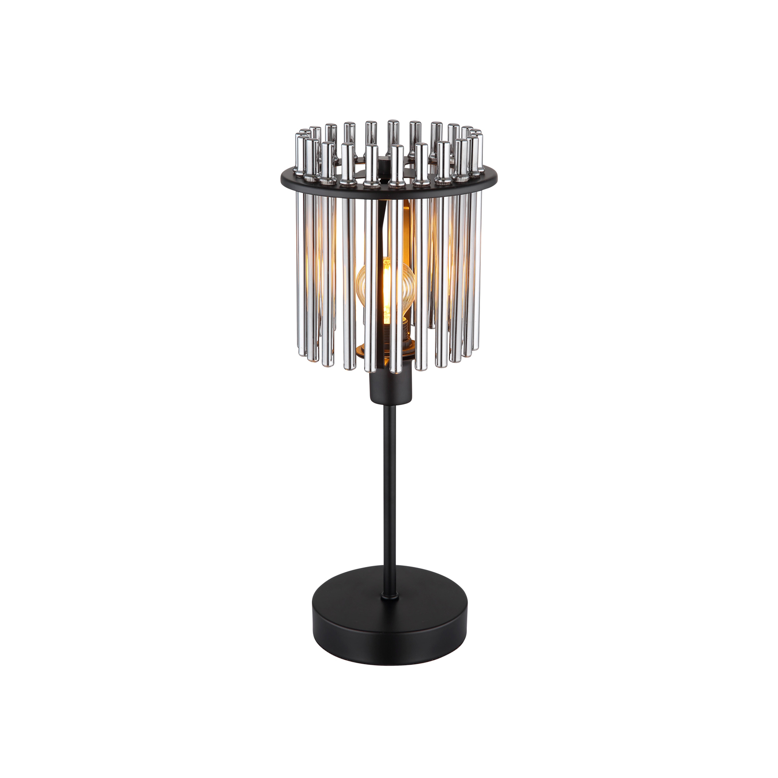 Lámpara de mesa Gorley, altura 37,5 cm, gris ahumado, cristal/metal