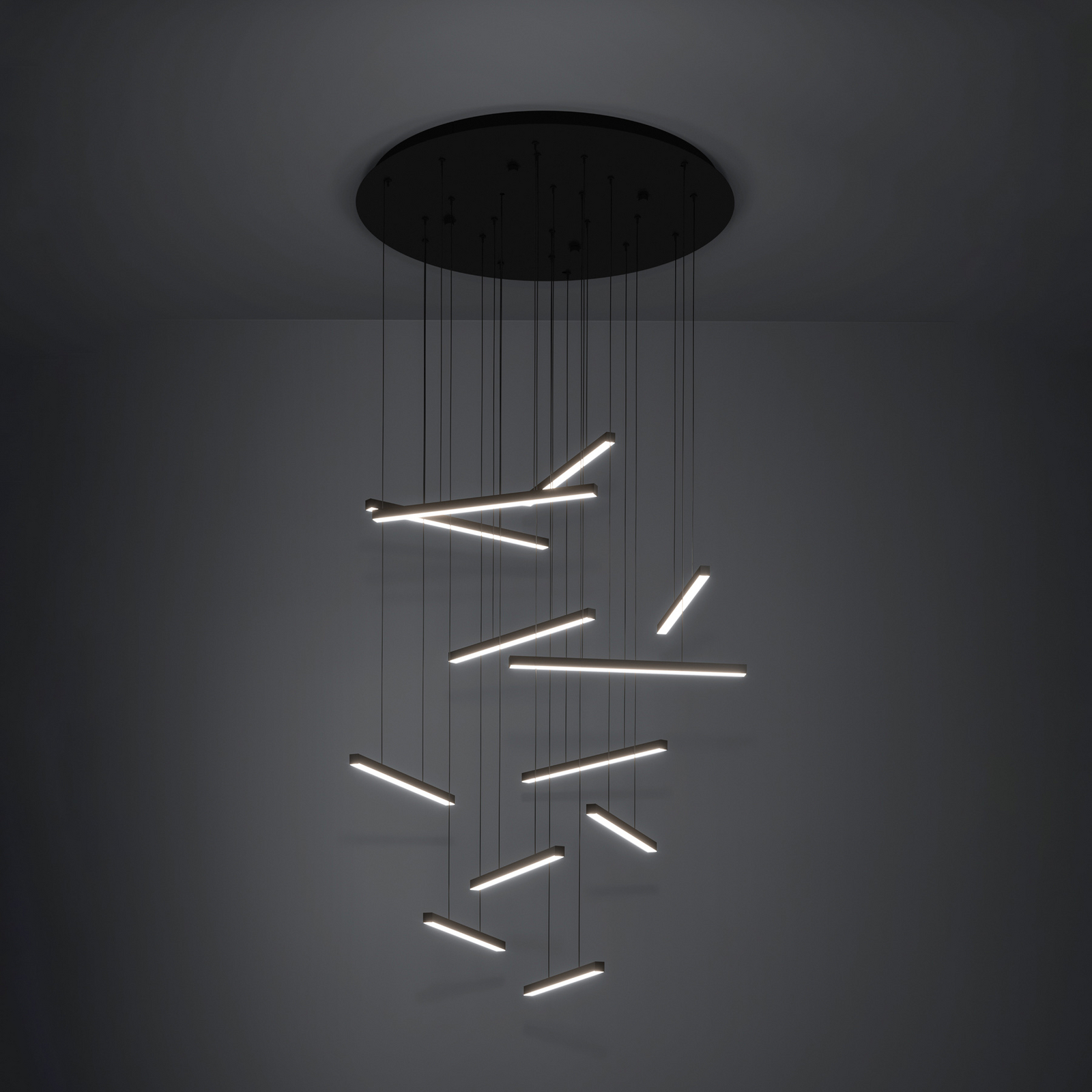 Stars of Light LED висяща лампа Lindoza, черна, 44 см, 12-лампова