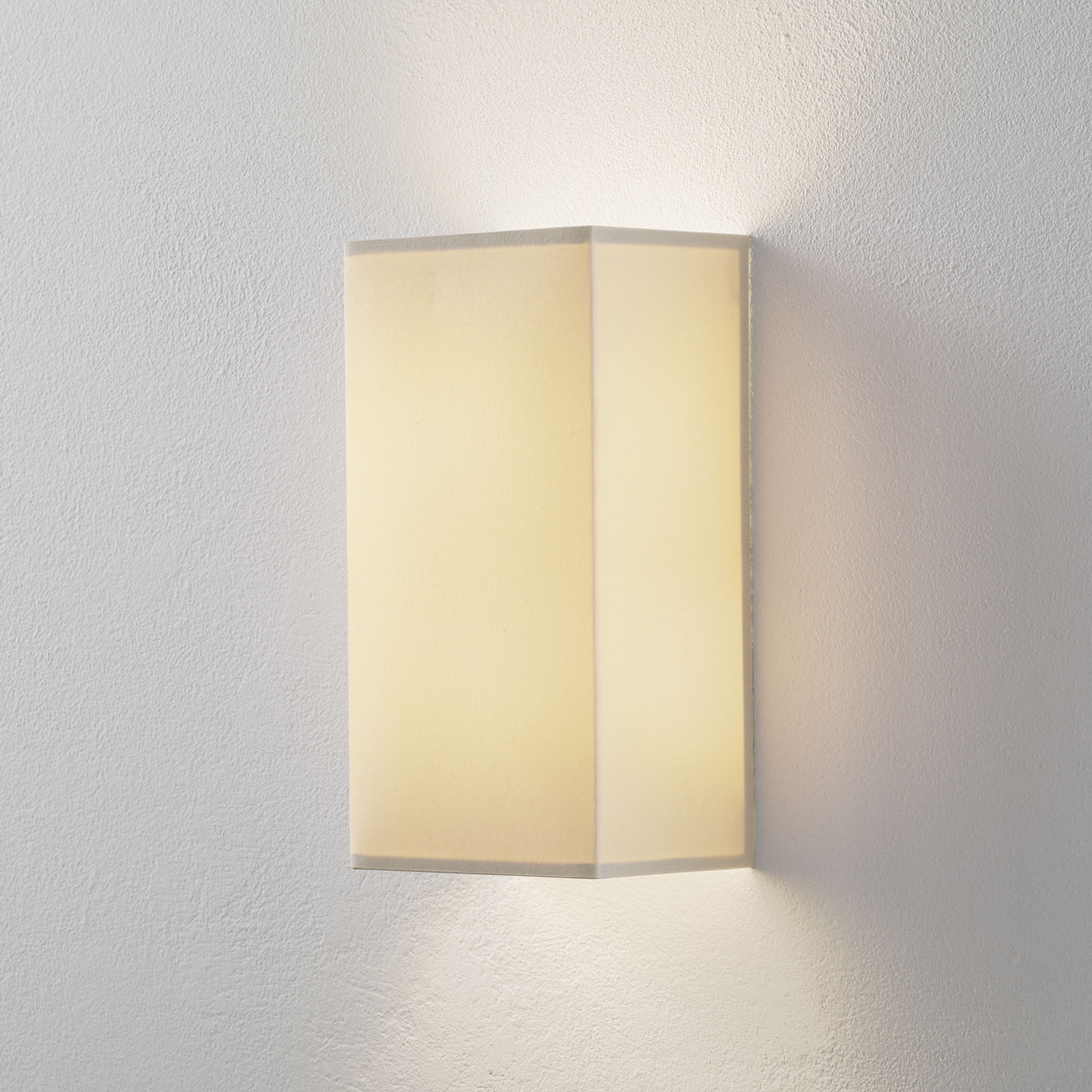 Lucande Patrik wall light angular cream 30 cm, for Living / Dining Room, steel, fabric, E14, 40 W, energy efficiency: A++, W: 30 cm, H: 15 cm