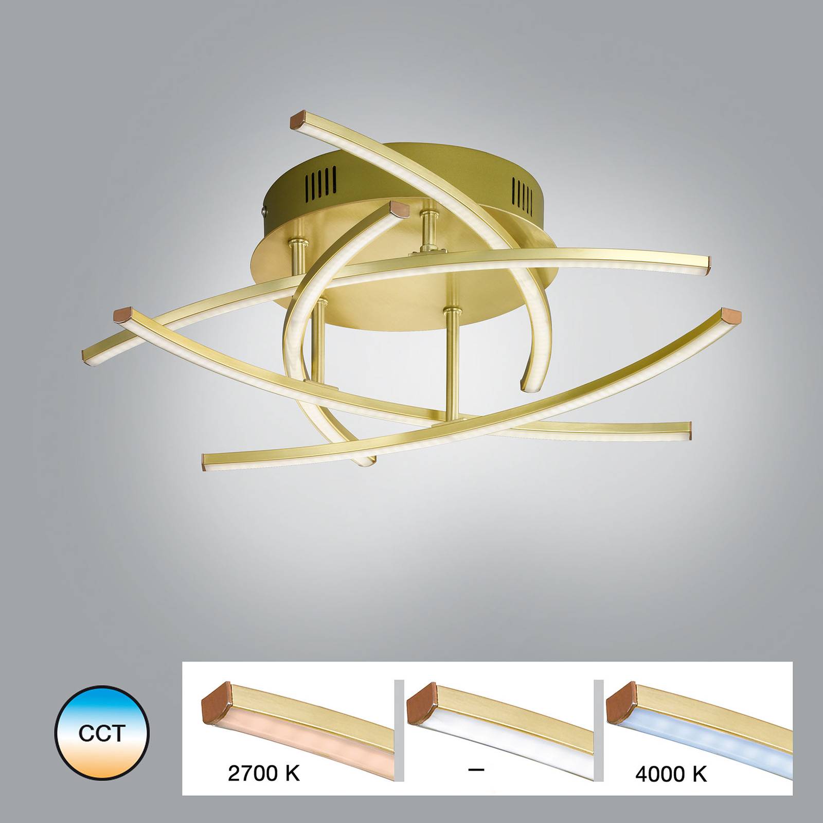 FISCHER & HONSEL Plafonnier LED Cross Tunable White 5 lampes laiton