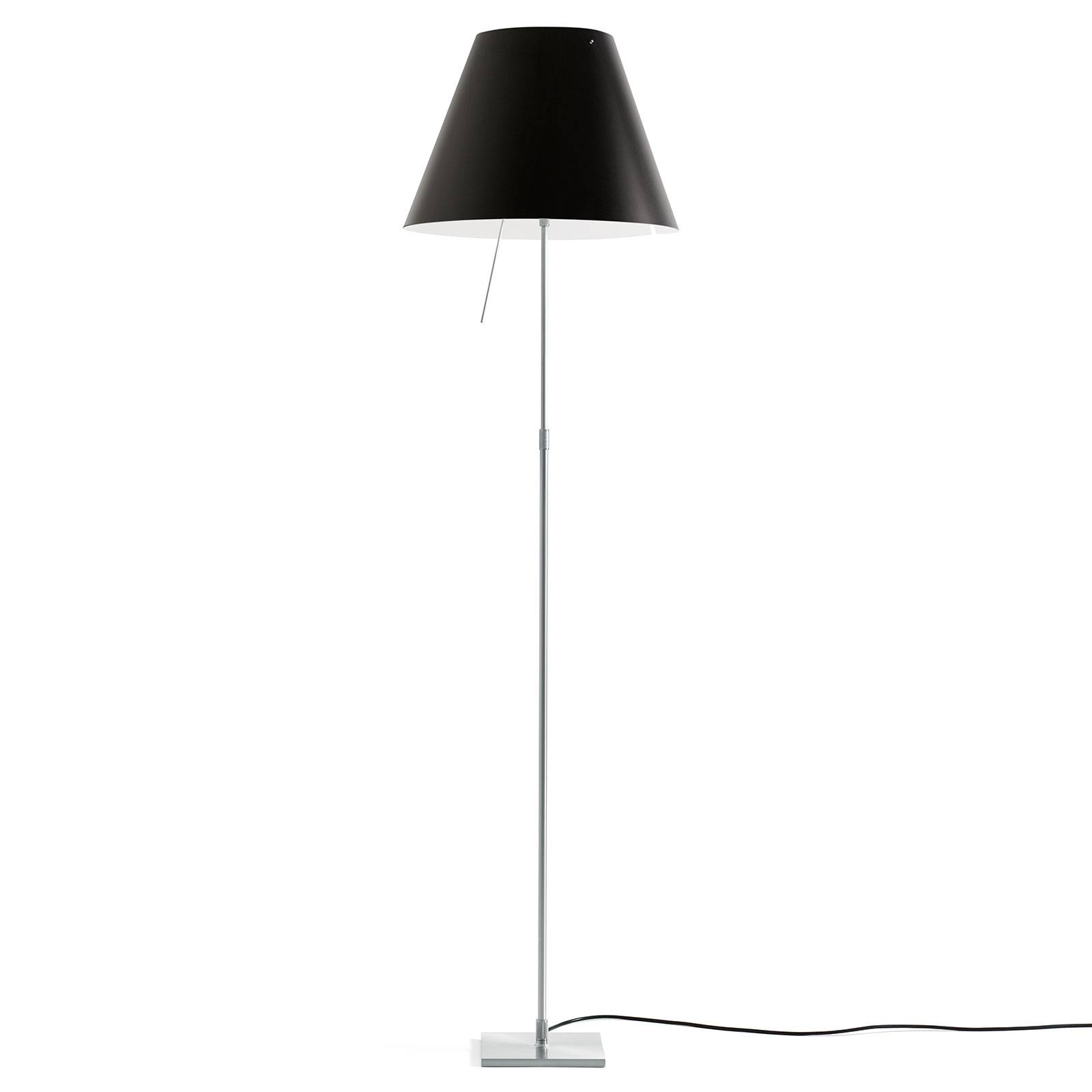 Luceplan Costanza floor lamp D13ti aluminium/black, for Living / Dining Room, aluminium, polycarbonate, E27, 105 W, energy efficiency: A++, H: 160 cm