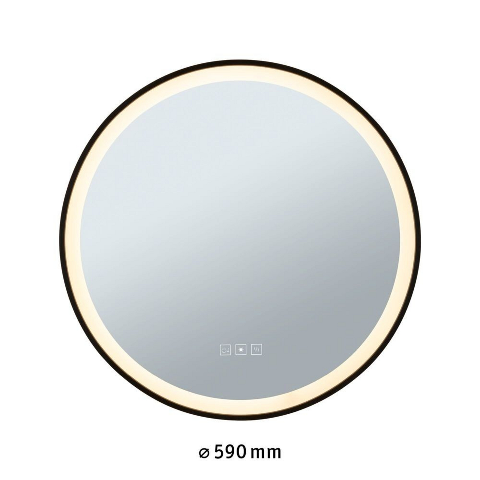 Mirra LED Illuminated Mirror IP44 Dim. Round Ø59 Negru/Mirror - Paulmann