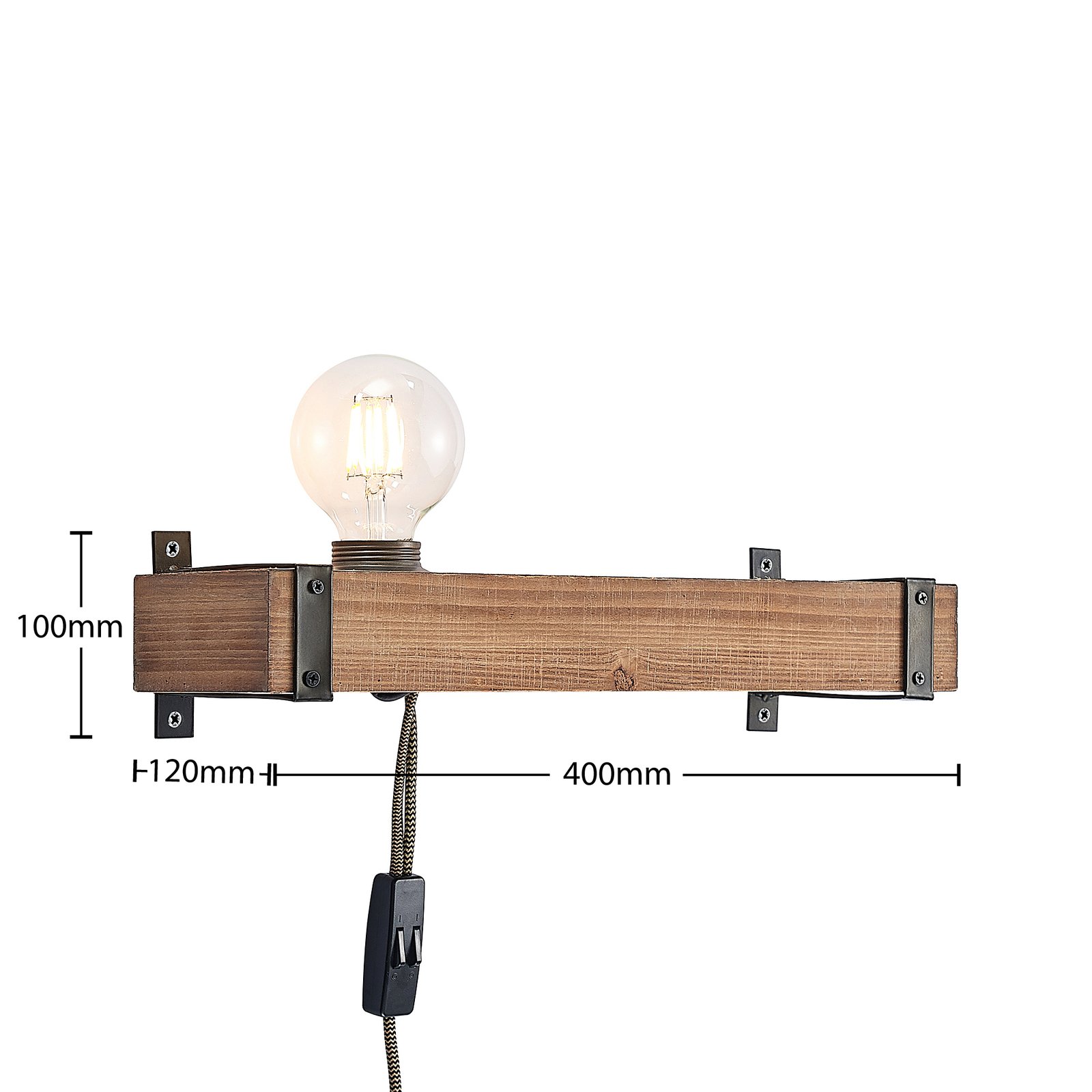 Lindby Sverina wall light made of wood with plug