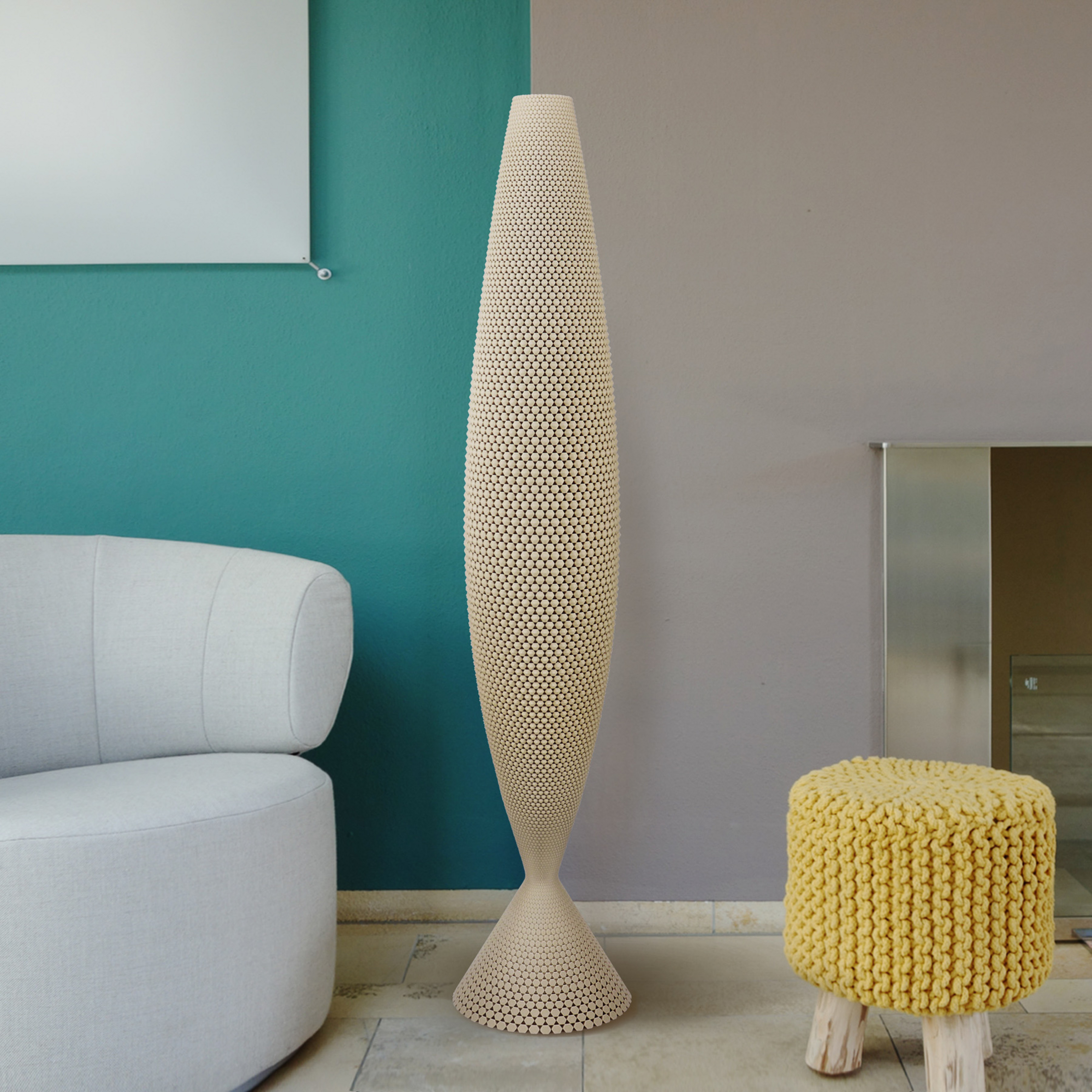 Stojací lampa Diamant z biomateriálu, linen, 115cm