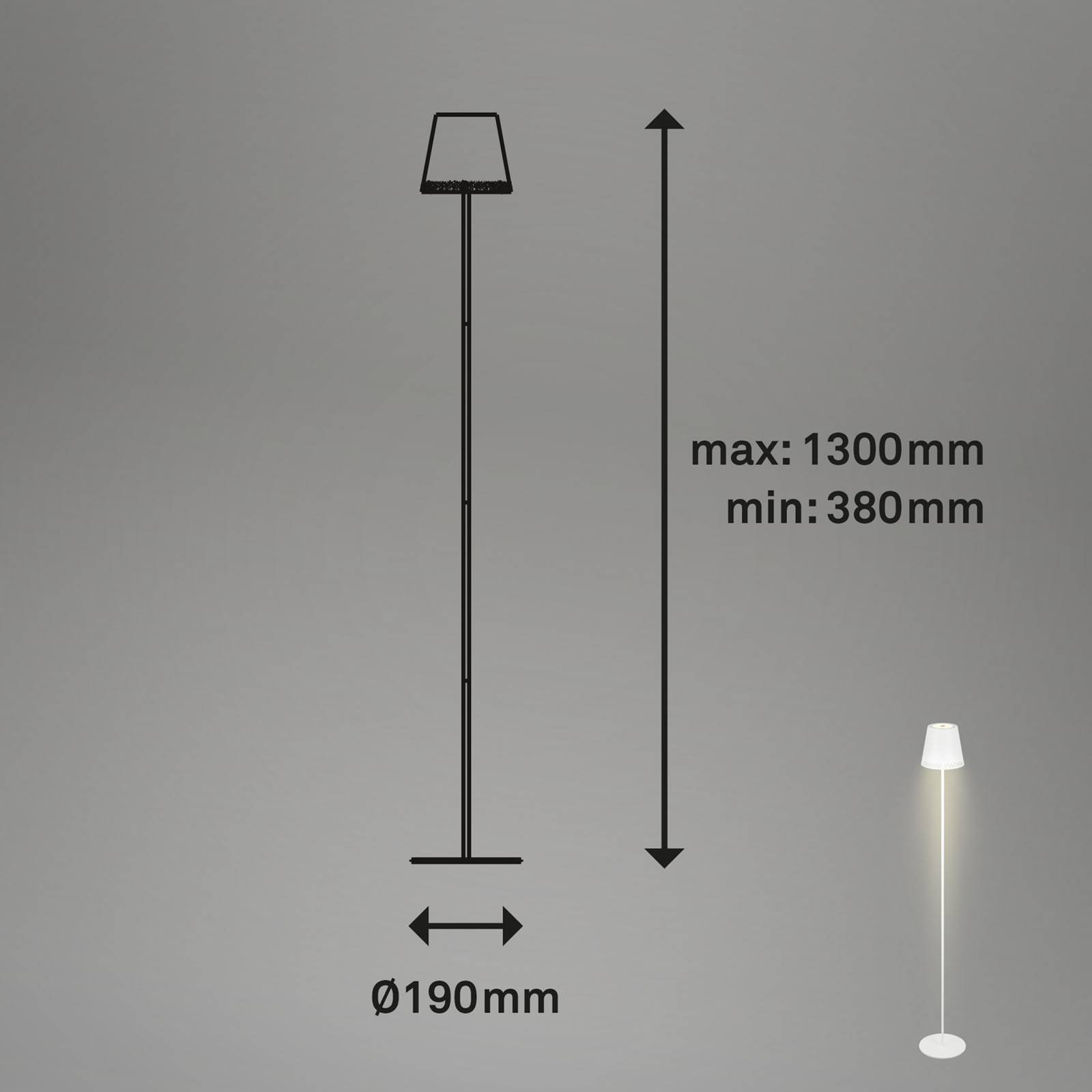 Briloner Nabíjecí stojací lampa Kiki LED, 2 700 K, bílá