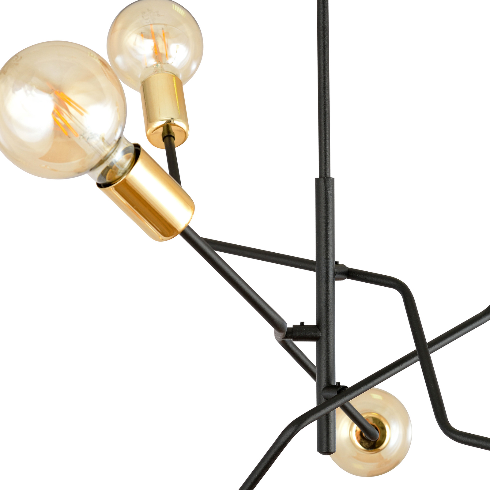 Plafondlamp Bolt, zwart/goud, 6-lamps