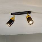 Spot pour plafond Reno, à 2 lampes, noir/doré