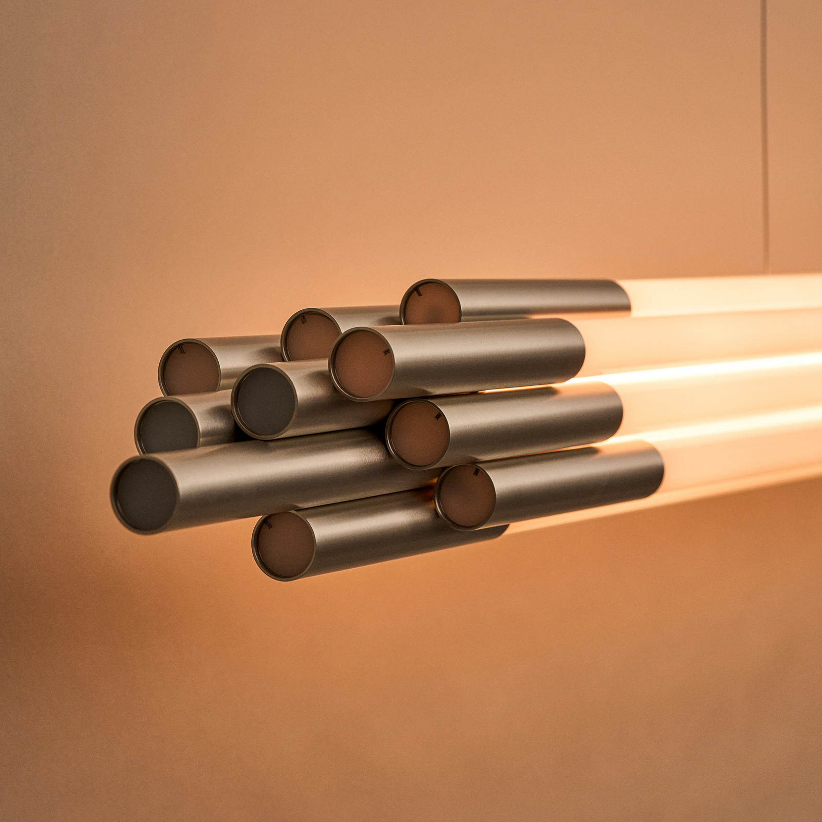 Lampada LED a sospensione ORG, lunghezza 160 cm, color nichel - DCW