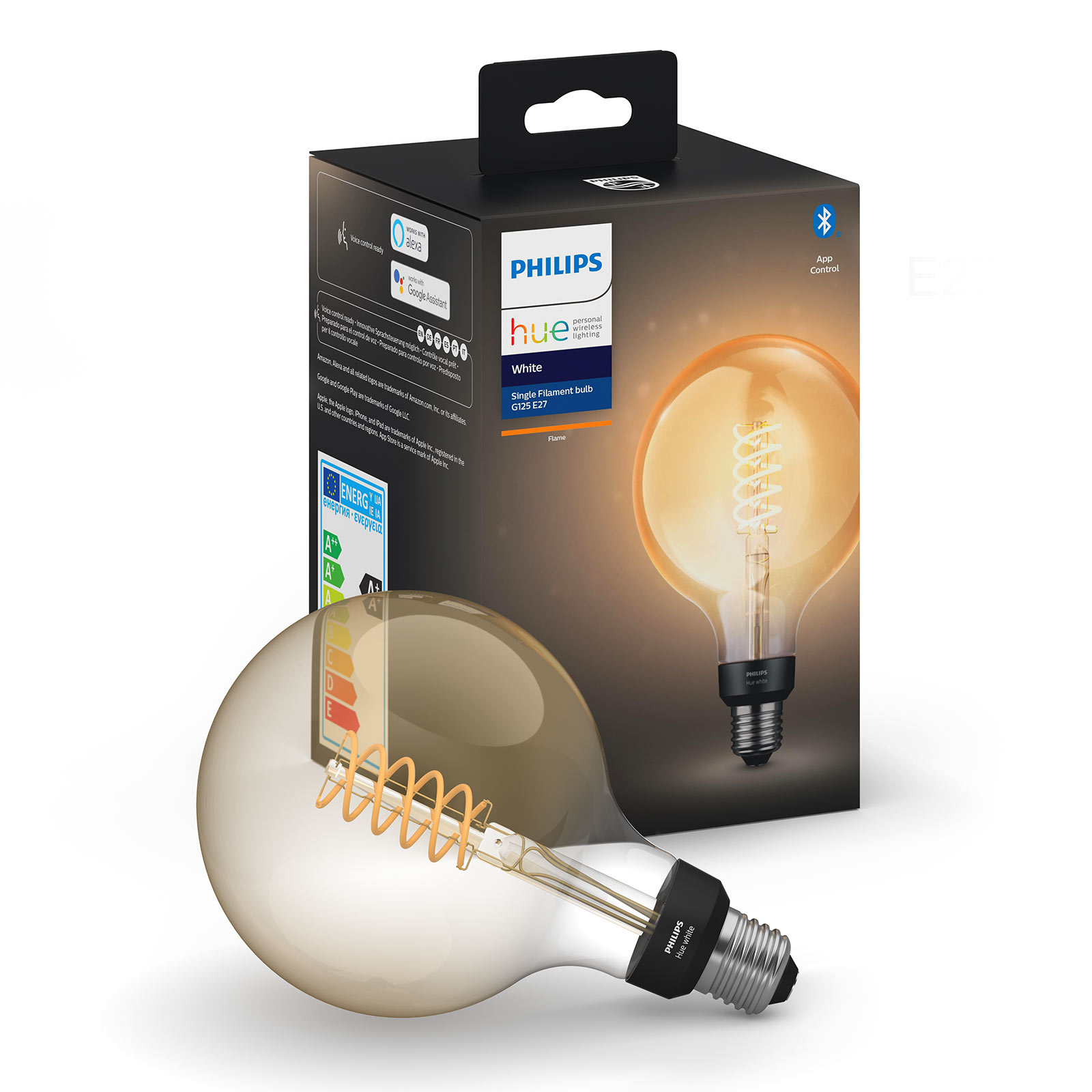 PHILIPS HUE Philips Hue White Giant filament globe E27 7 W, glass, E27, 7 W, energy efficiency: A+, L: 19.8 cm