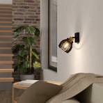 Stillington 1 wall light steel with wooden detail
