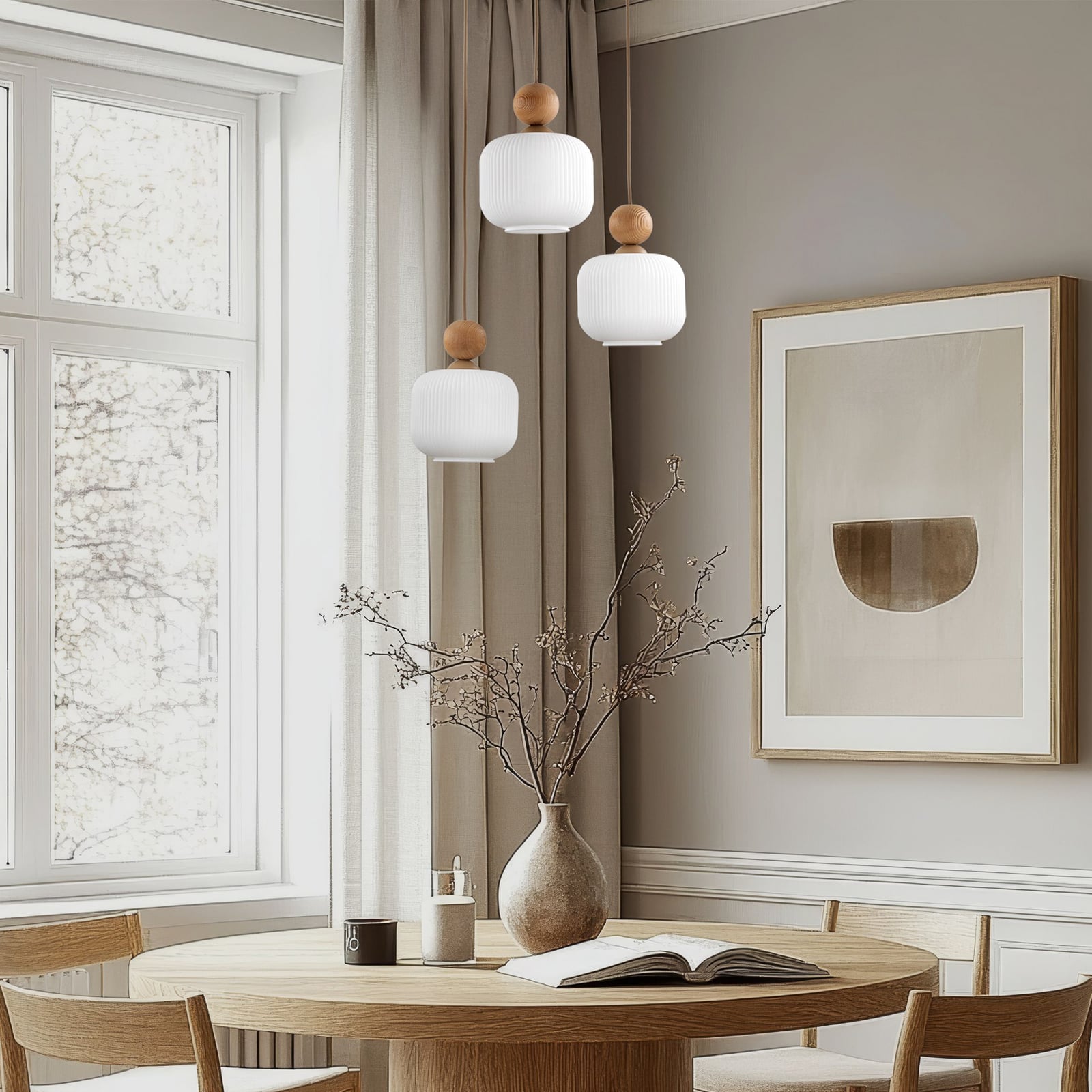 Suspension Ballo, à 3 lampes, blanc, verre, Ø 35 cm Suspension Ballo, à 3 lampes, blanc, verre, Ø 35 cm