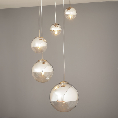 Pendellampe Ravena med glasskuler, 5 lyskilder