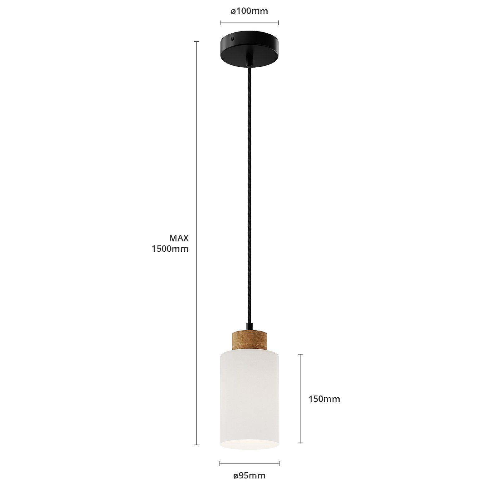 Envolight Talia hanglamp, eiken/wit, 1-lamp
