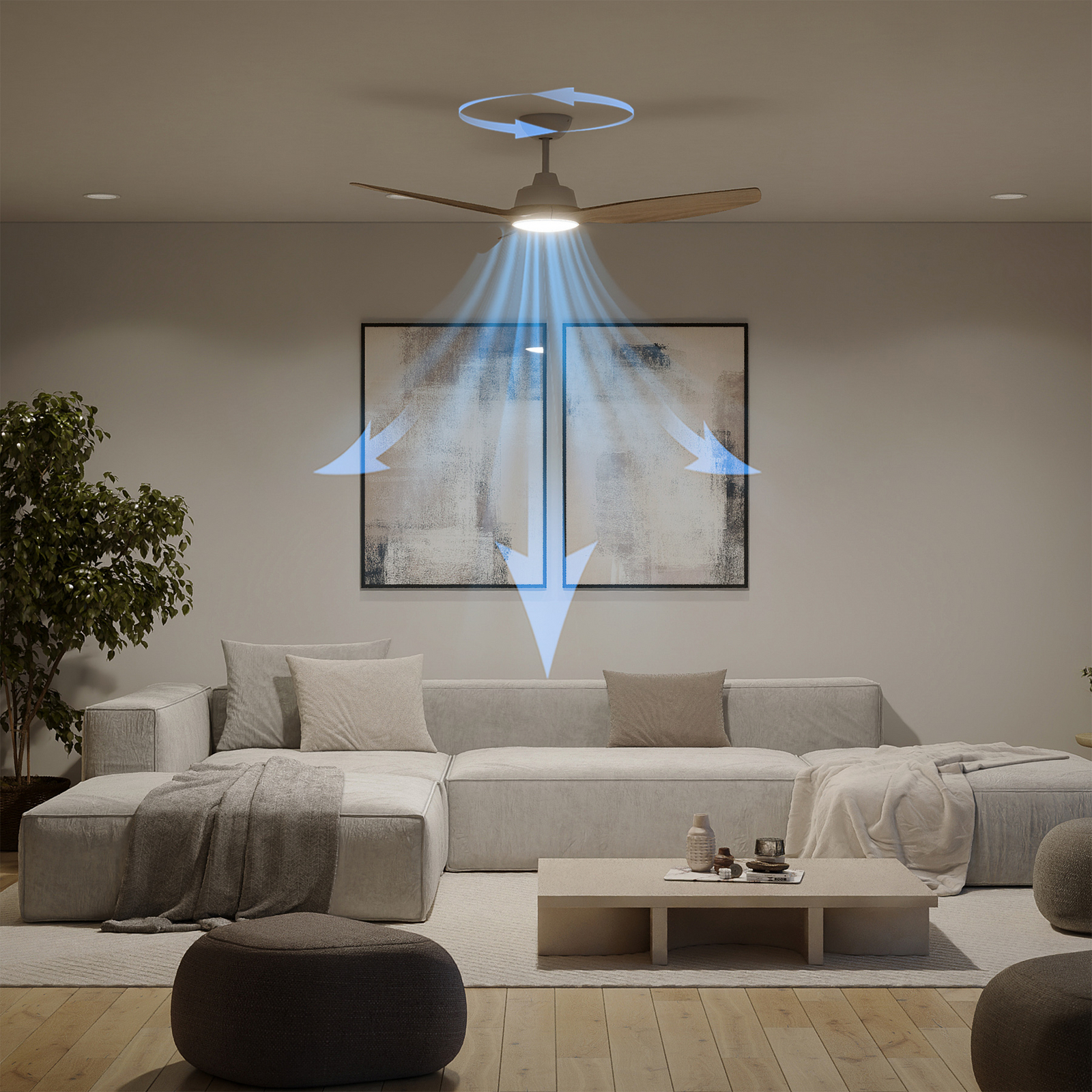 Wentylator LED Philips Olas, średnica 132 cm, brązowo-biały, CCT