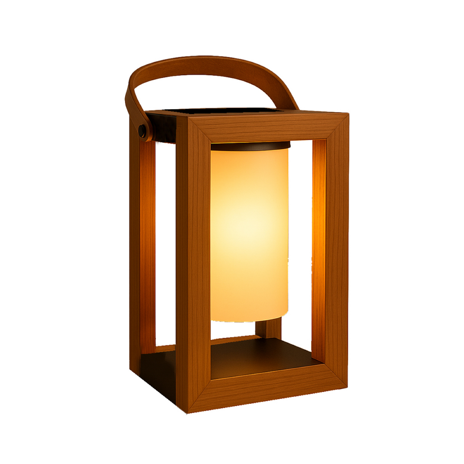 Linterna solar LED Seraphina, color teca, altura 32 cm, metal