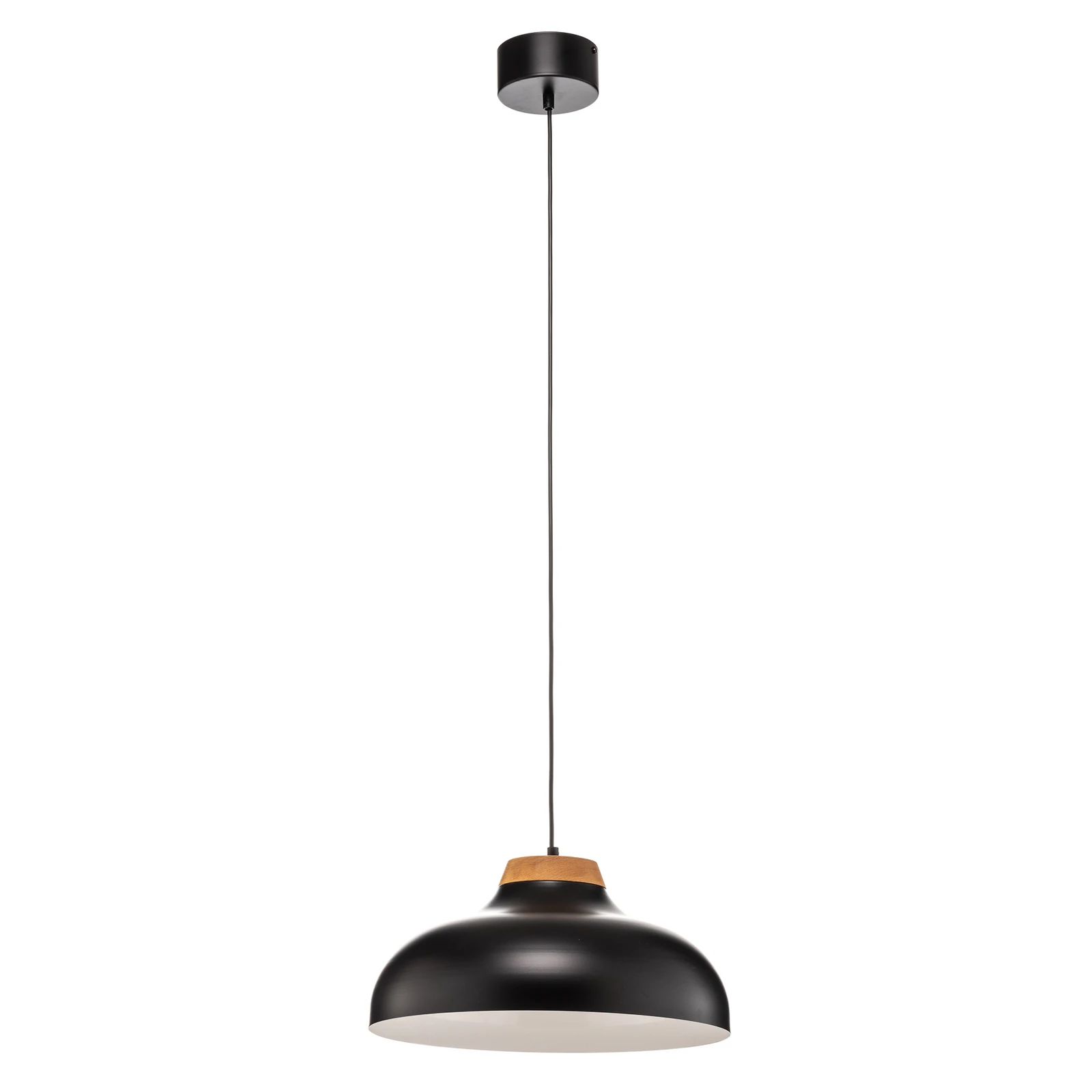 Lampada a sospensione Gus con paralume in metallo, nero