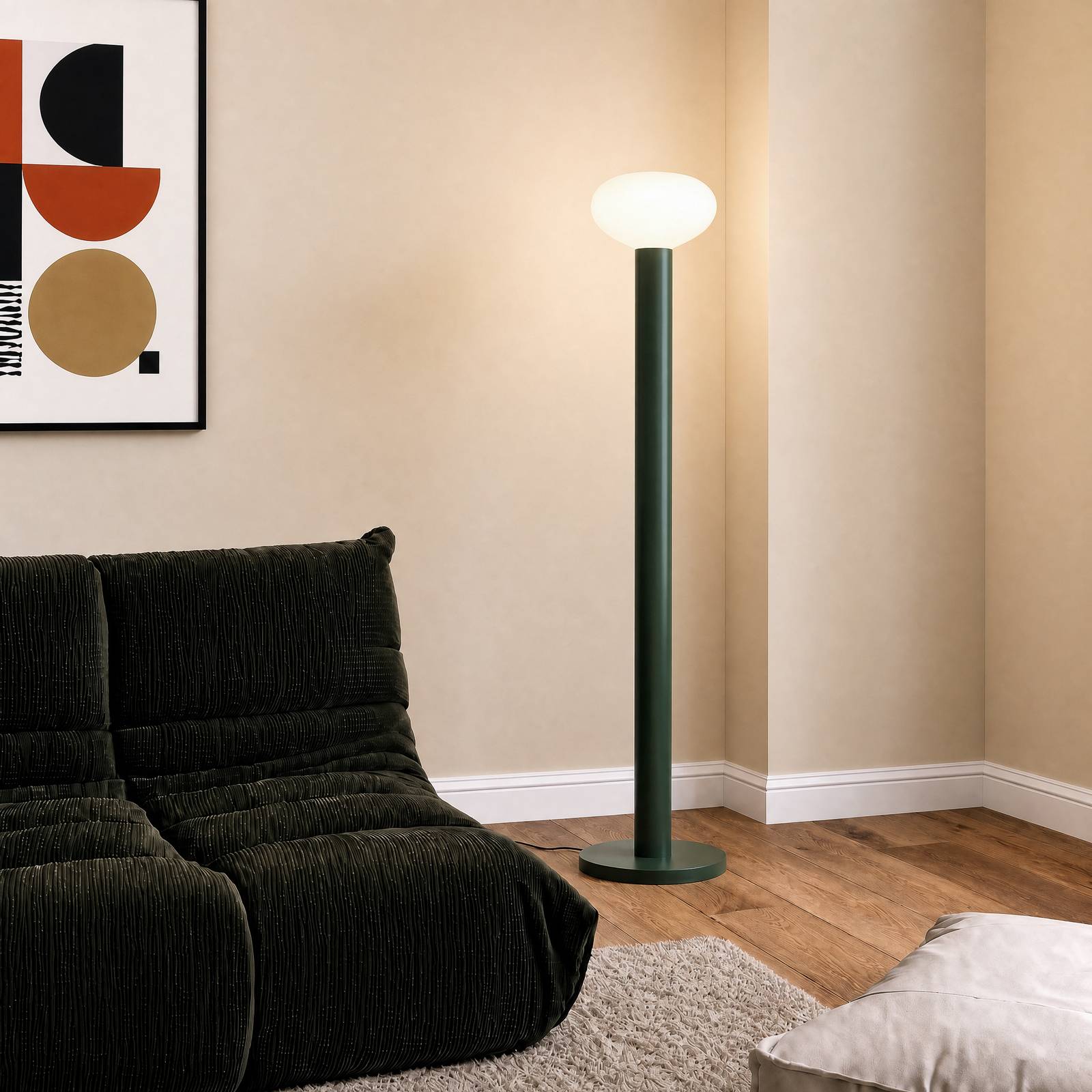 ALDEX Vloerlamp Flo, groen, hoogte 138 cm, 1-lamp, glas