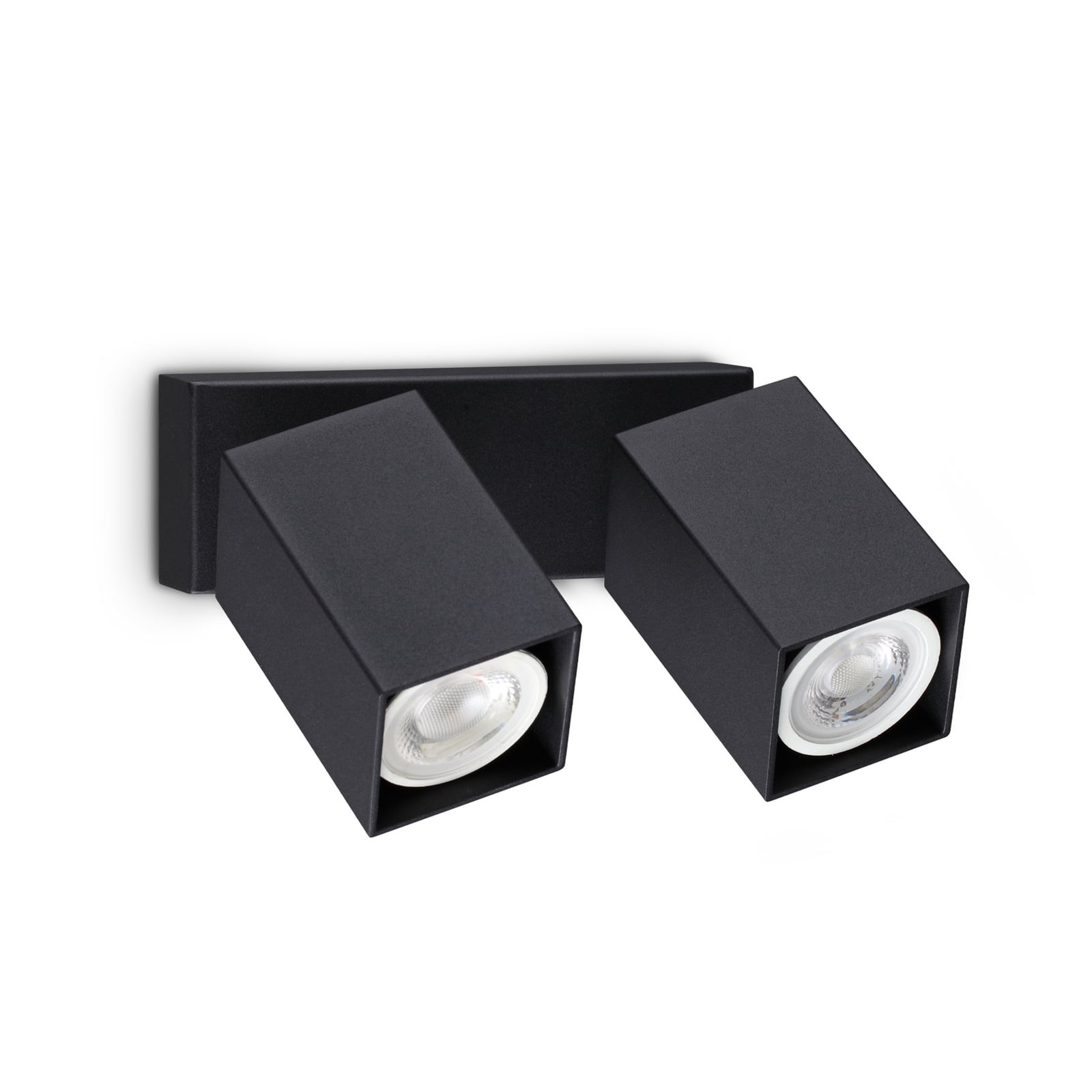Faretto da parete IDEAL LUX Dynamite Square nero 16,5 cm a 2 luci