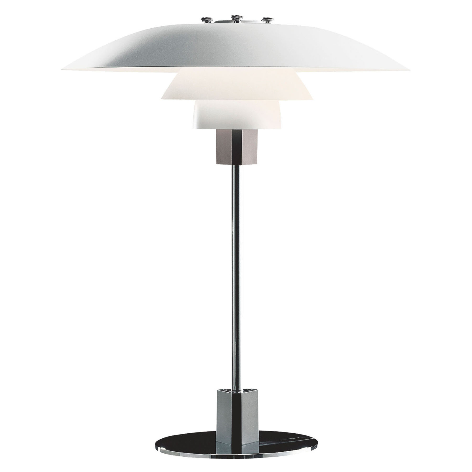Louis Poulsen PH 4/3 lampa stołowa chrom/biała