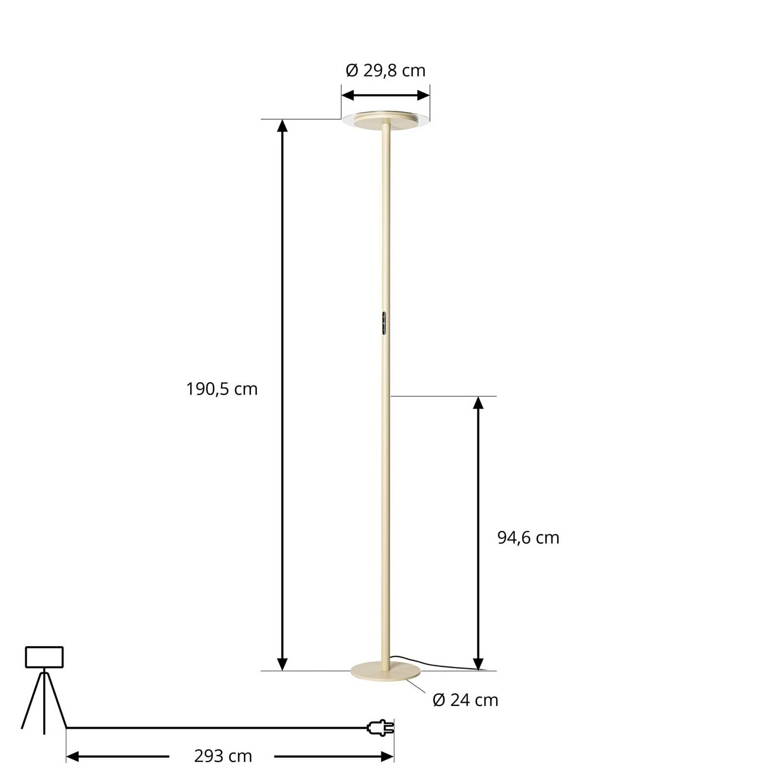 Lampa stojąca LED Arcchio Frile, beżowa, wysokość 190 cm, ściemniana
