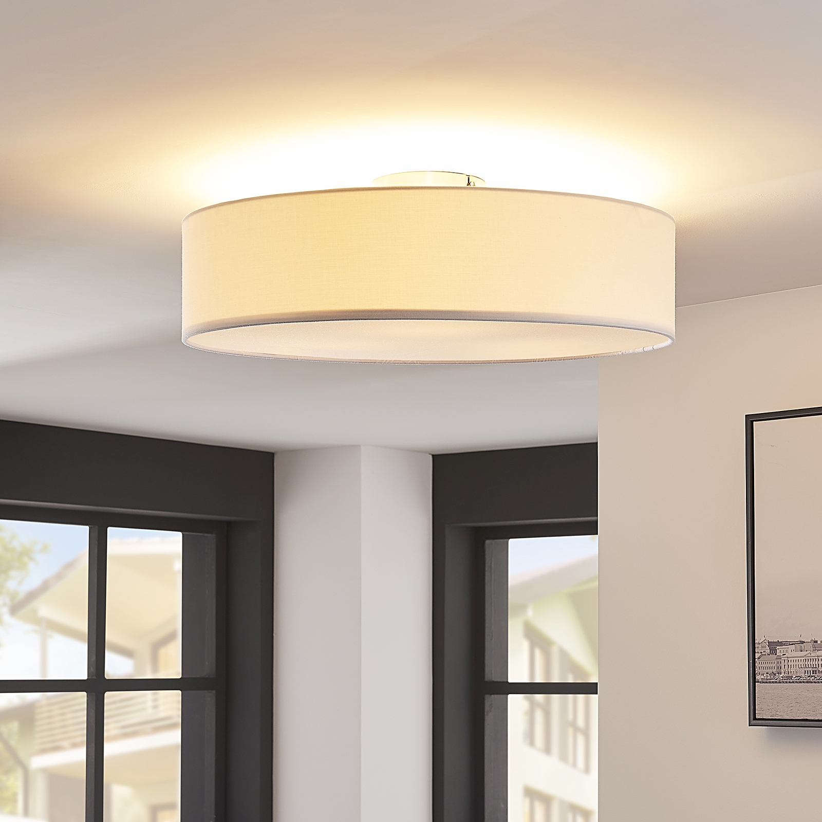 Plafondlamp Sebatin, E27, 50 cm, wit