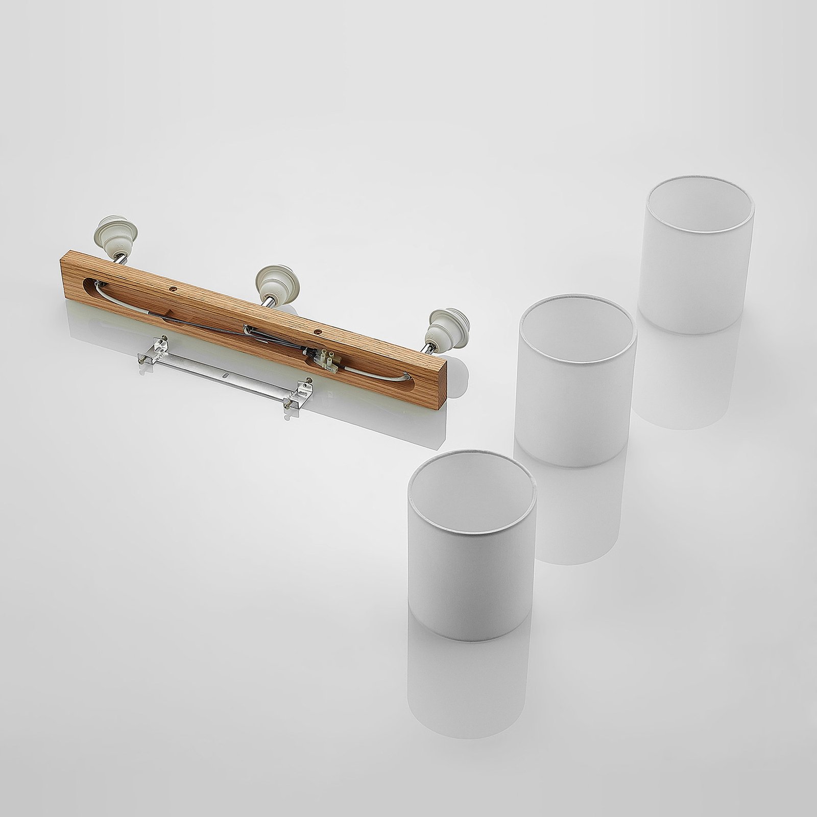 Lindby Deckenstrahler Imarin, 56 cm, 3-flammig, weiß, Holz