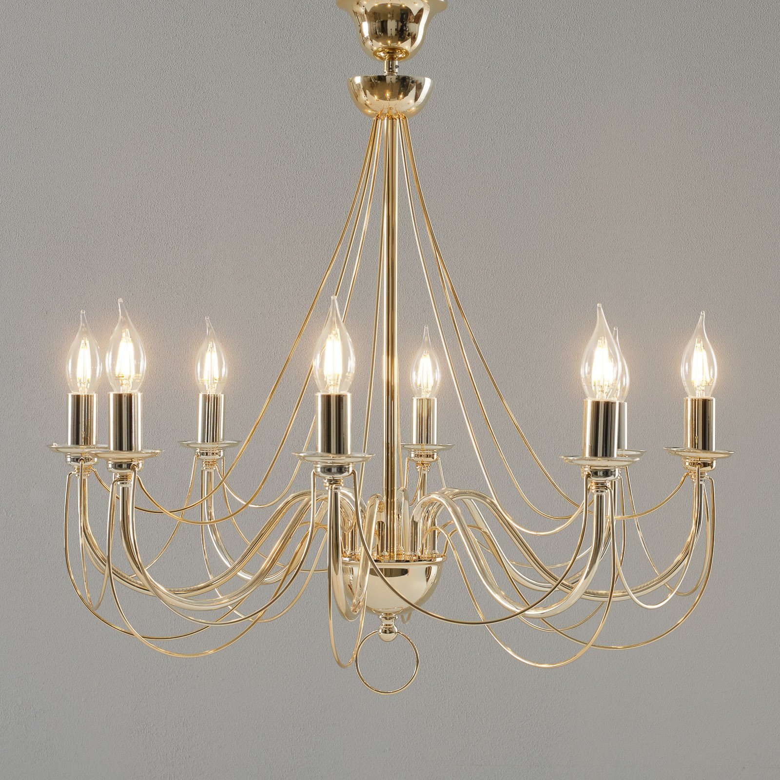 Domiluce Candelabru Retro auriu 8 becuri suspend. 75cm - Camera de zi / sufragerie - Metal