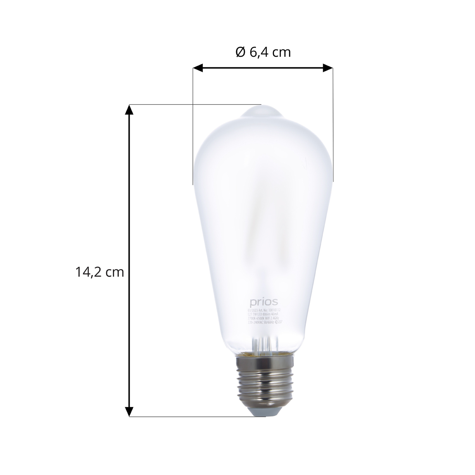 Prios LED-E27-Leuchtmittel ST64 7W WLAN matt 2er