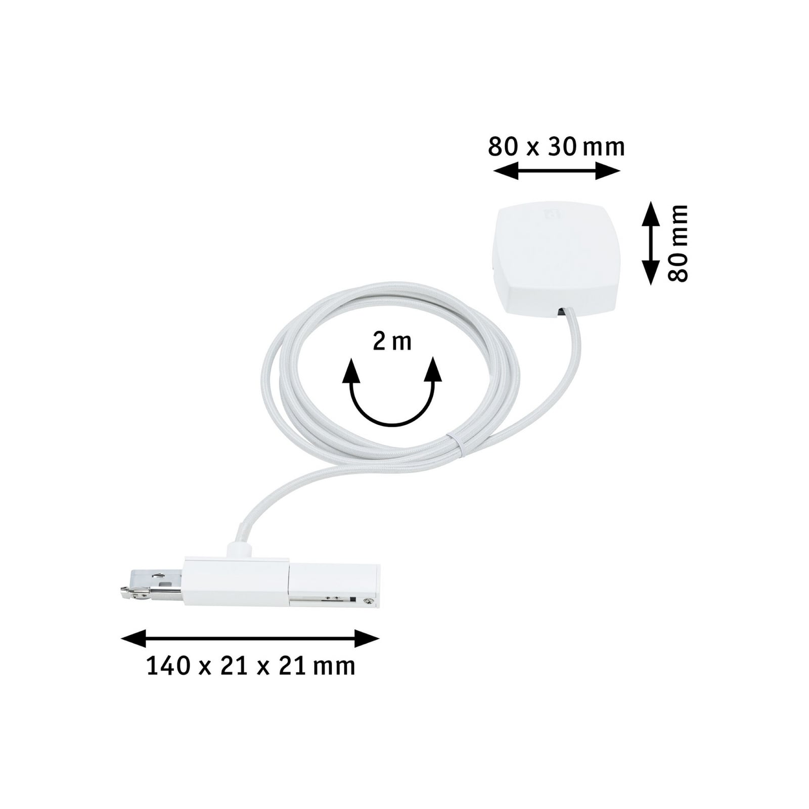Paulmann URail kabeldoorvoer, signaalwit, 200 cm