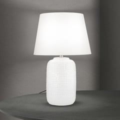 Lampa stołowa Coral, biała, wysokość 51 cm, ceramika/len