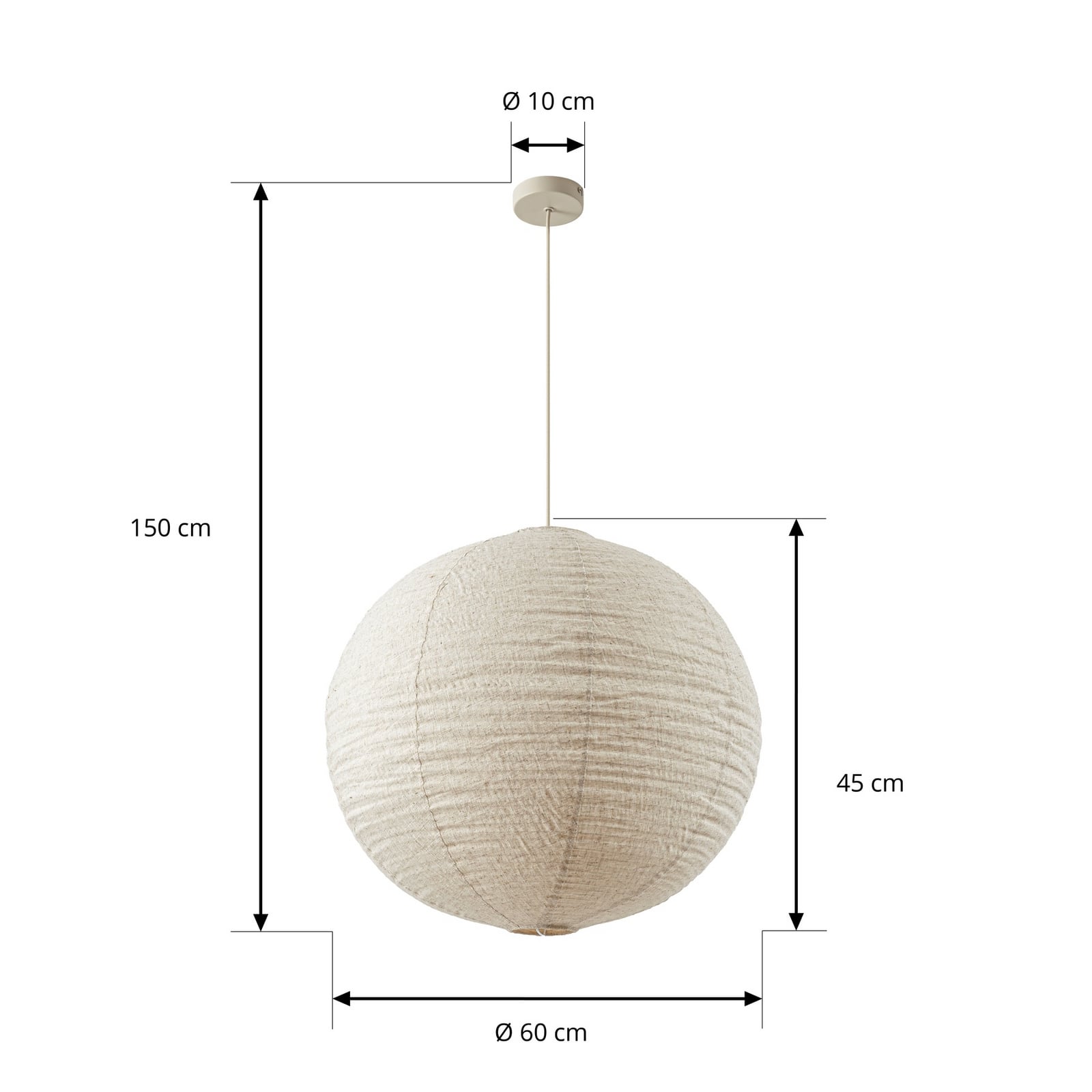 Autumn-riippuvalaisin, beige, halkaisija 60 cm, pellava, pallo – Lindby Autumn-riippuvalaisin, beige, halkaisija 60 cm, pellava, pallo – Lindby