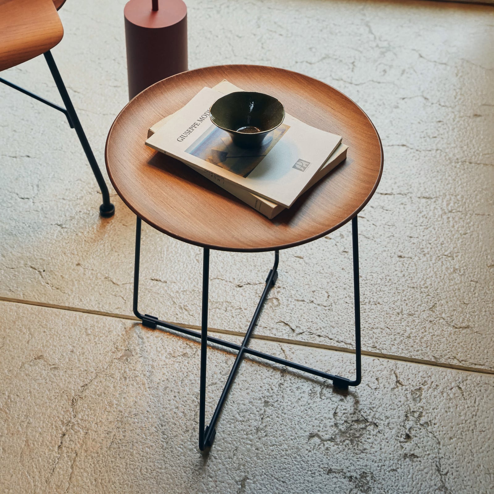 Al Wood table, dark ash/black, 46 cm, metal - Kartell