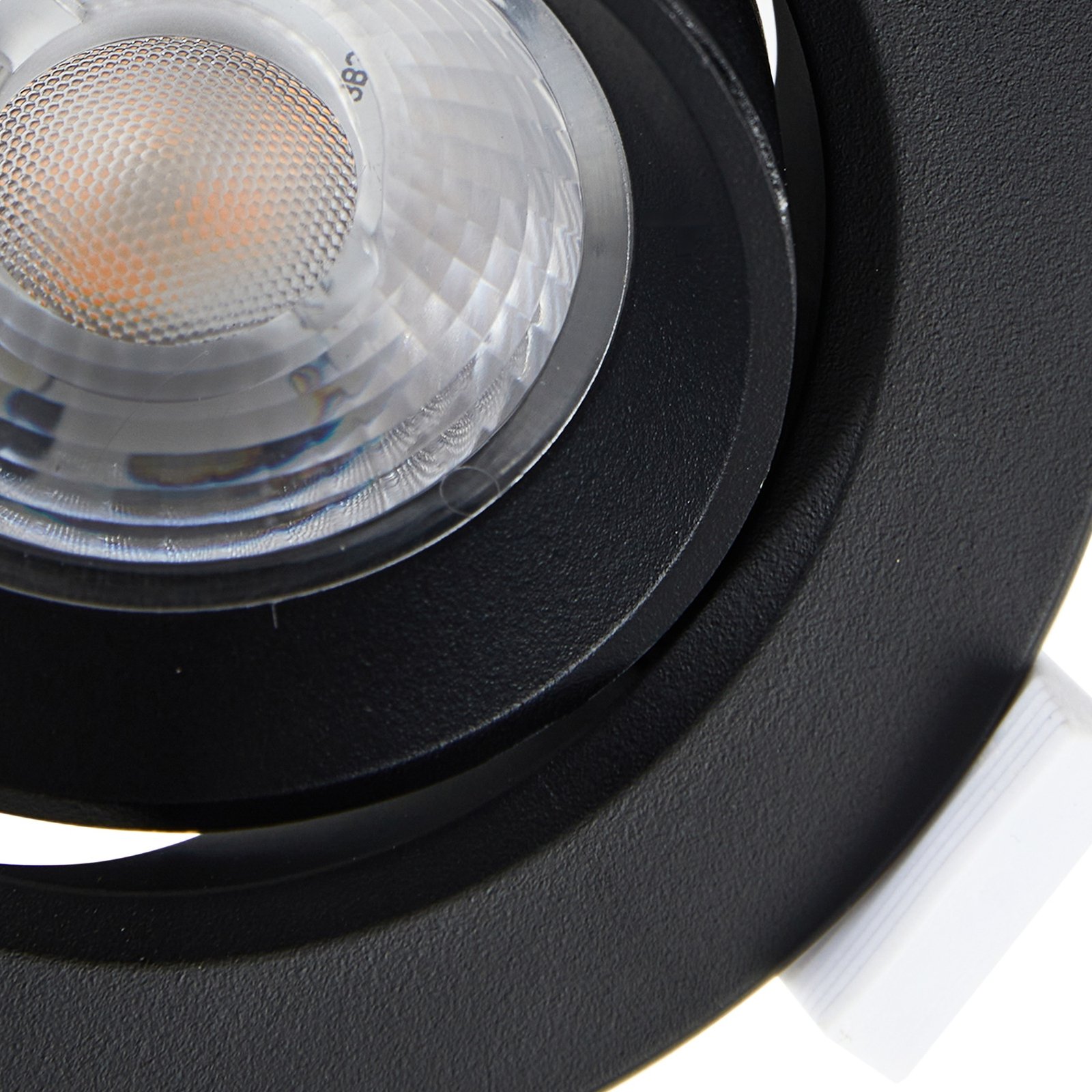 Prios LED inbouwlamp Shima, zwart, 7 W, 3000K, dimbaar