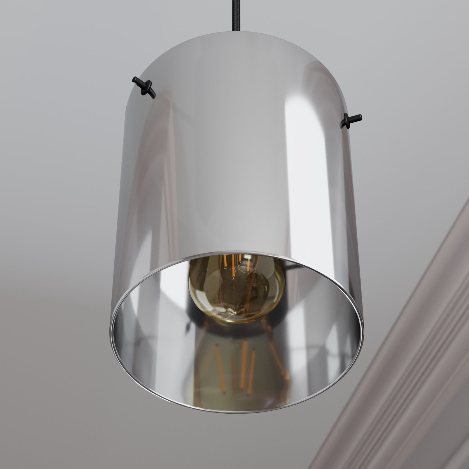 Kourtney Závěsná Lampa Black/Smoke - Lindby