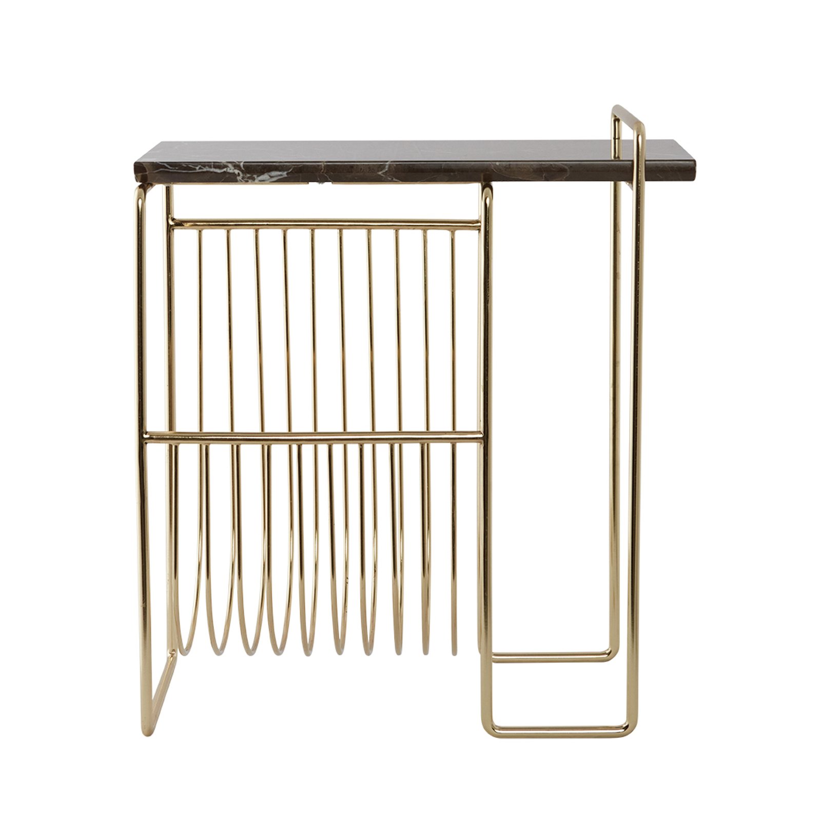 AYTM Magazine rack Sino, side table, gold-coloured