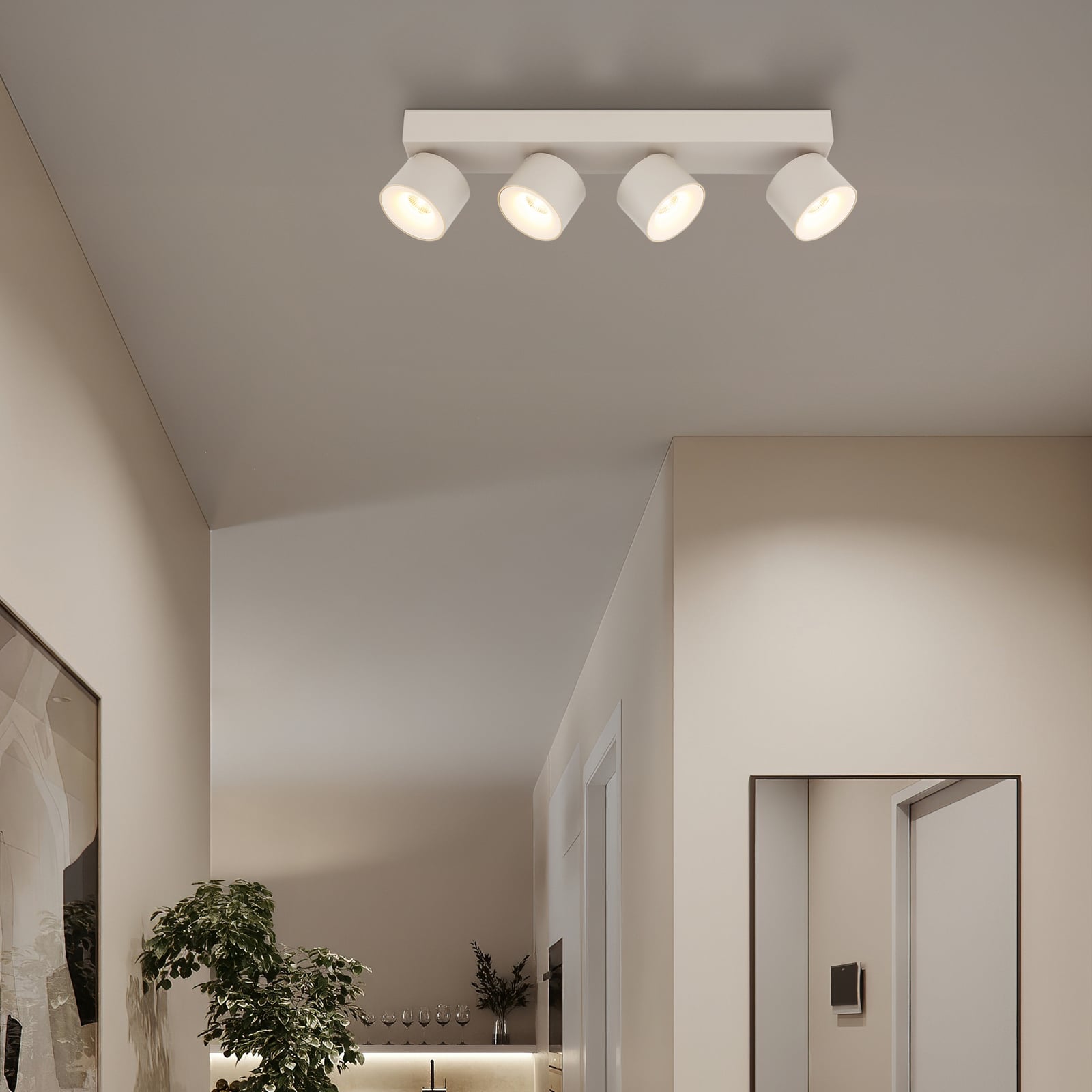 LED-downlight Rae, sandfarget, metall, 4 lyskilder, 46 cm LED-downlight Rae, sandfarget, metall, 4 lyskilder, 46 cm