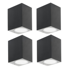 Prios välisvalgusti Tetje, must, nurgeline, 10 cm, 4 tk, komplektis