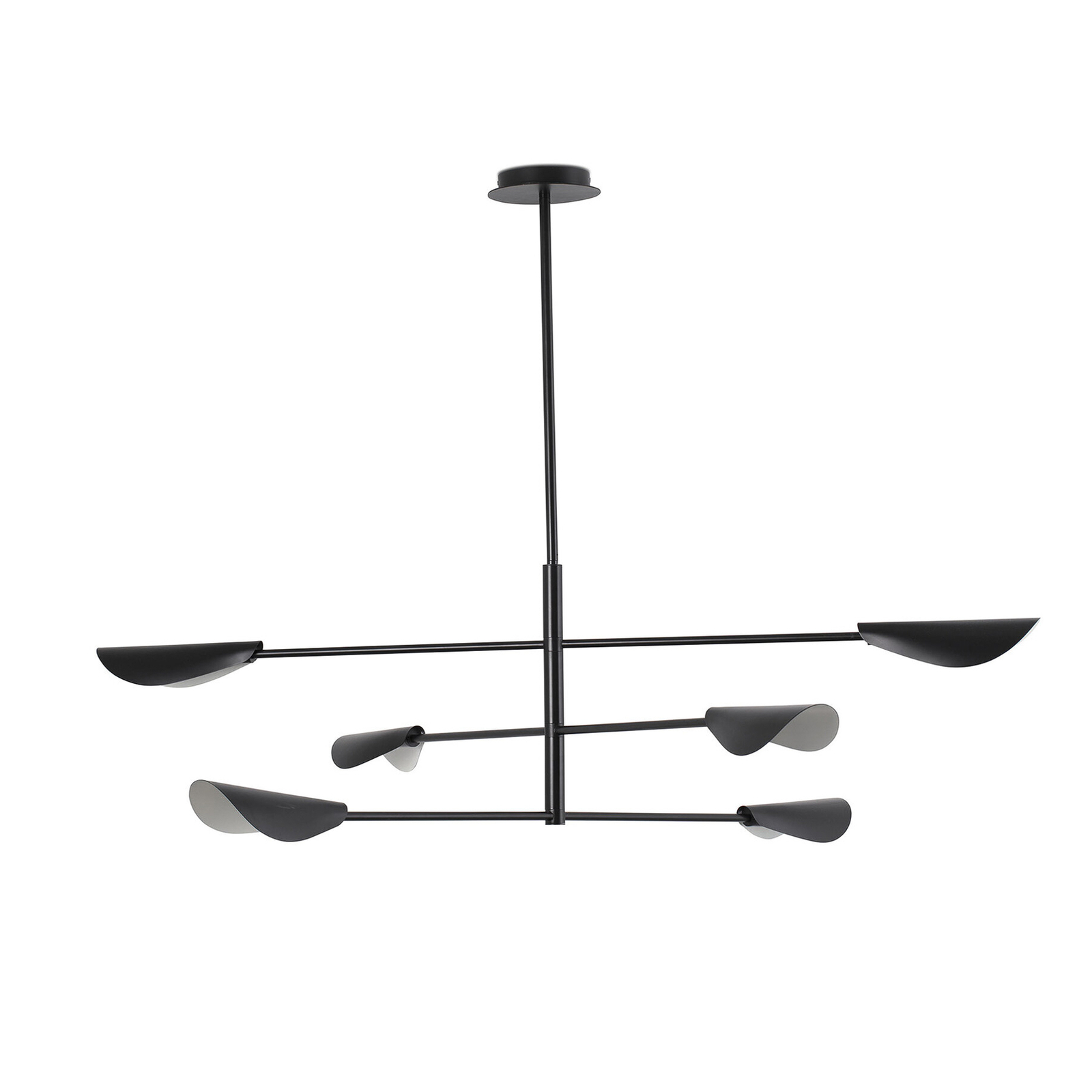 Suspension Liggera, noir, acier, Ø 136,8 cm, à 6 lampes.