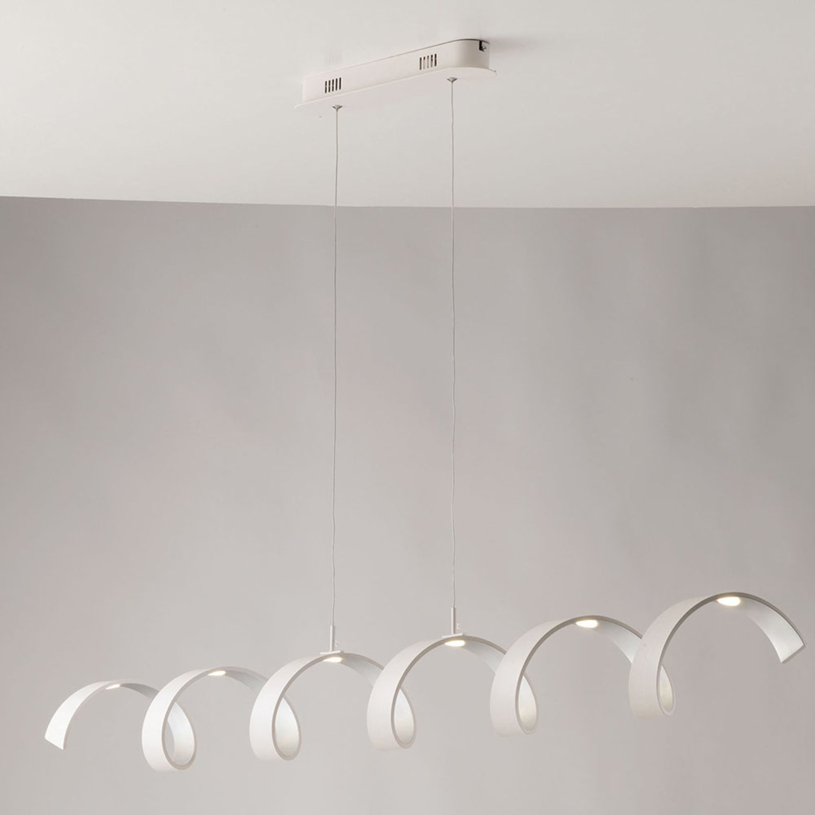 LED-Hängeleuchte Helix, weiß-silber