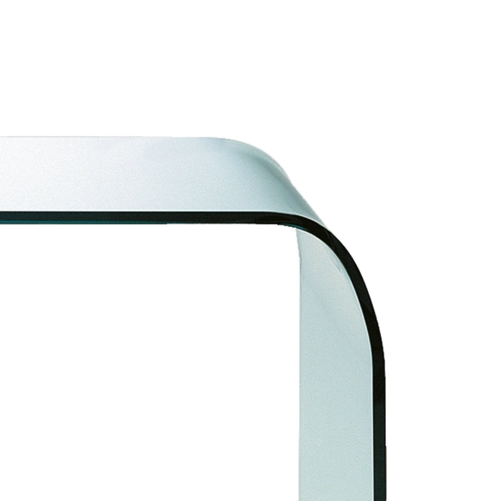 Fontana Arte Glass table with rounded edges, for Living / Dining Room, float glass, L: 60 cm, W: 40 cm, H: 40 cm