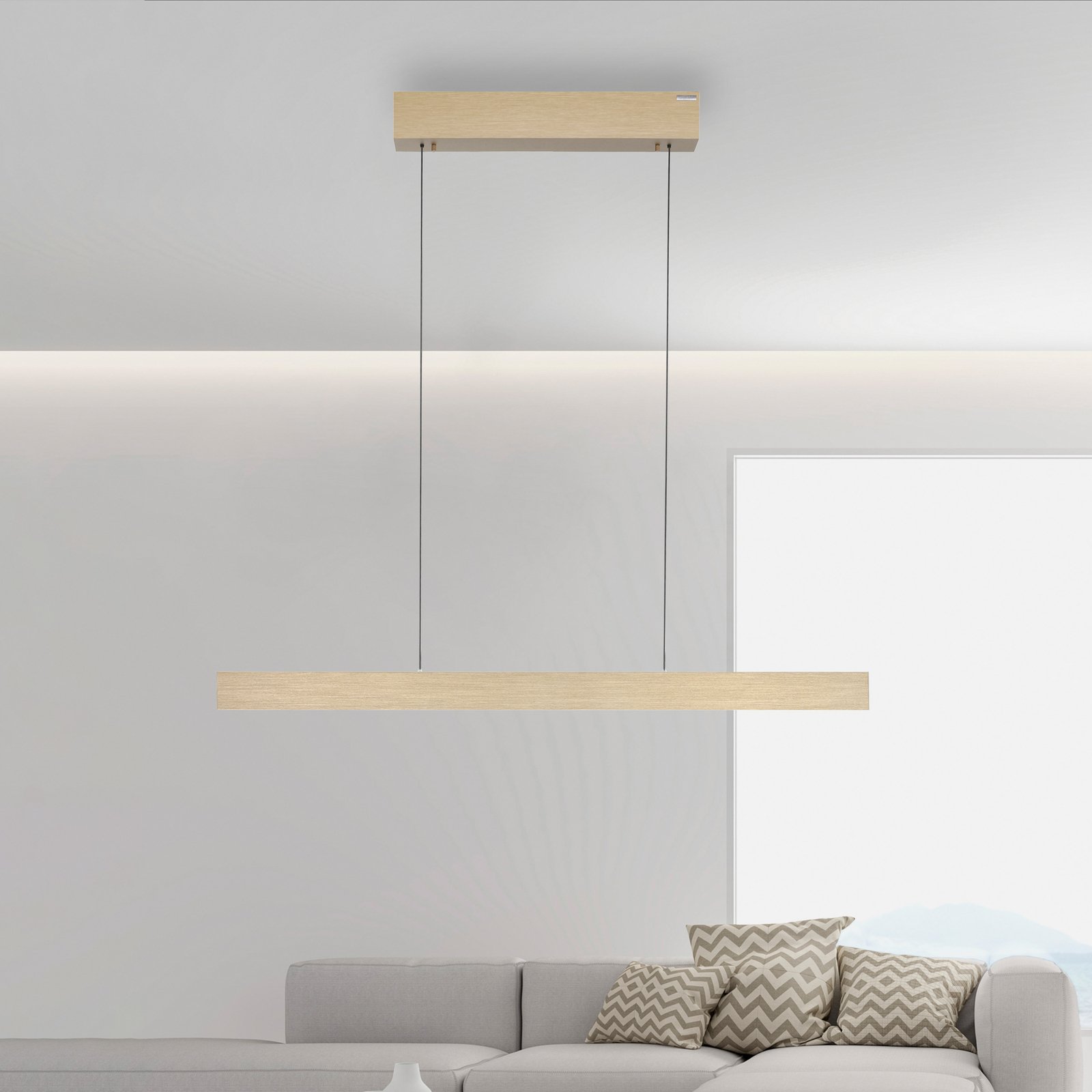 PURE E-Motion lámpara colgante lineal LED CCT, oro