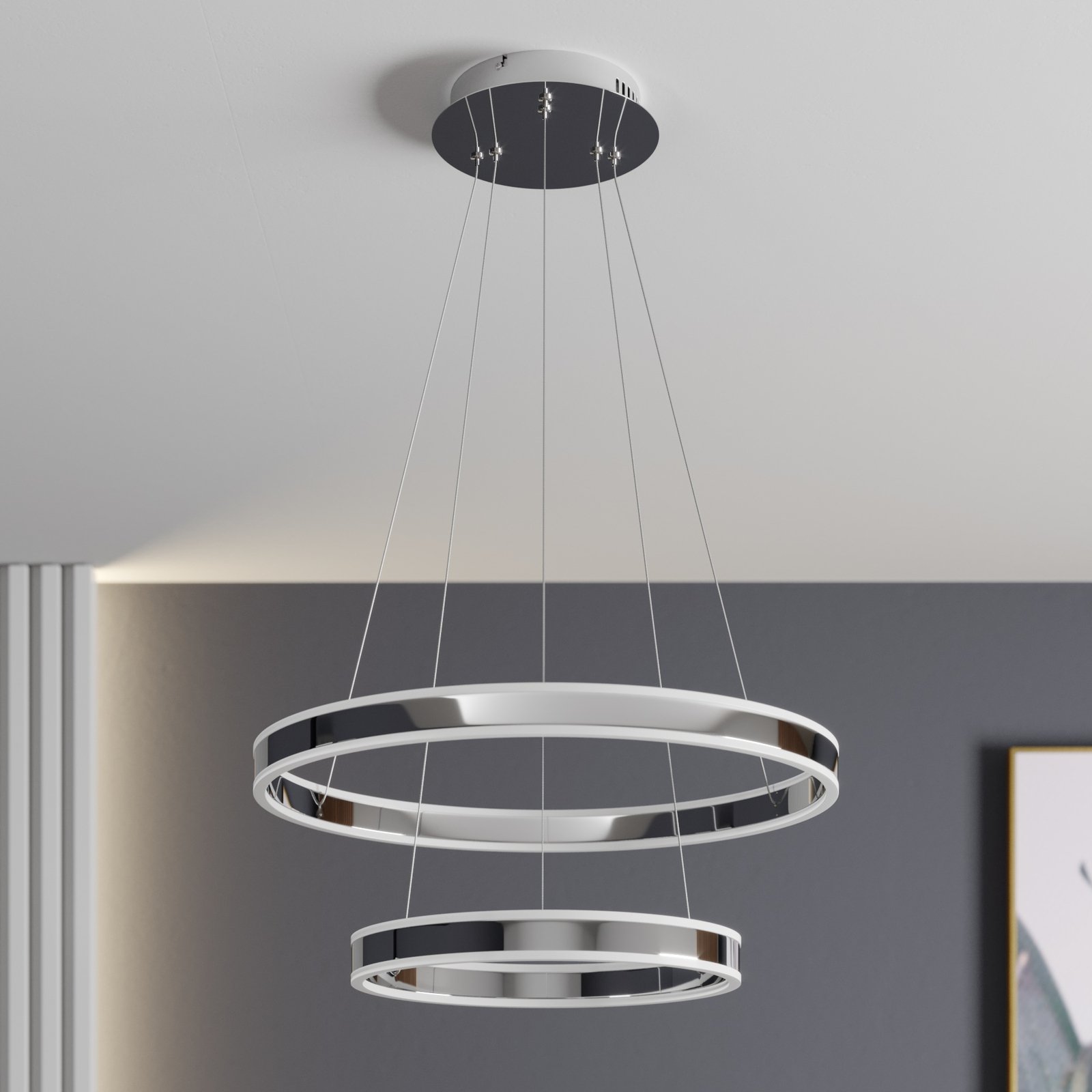 Lyani 2 Lámpara Colgante Ø60 Chrome/White - Lucande