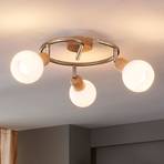 Svenka ceiling light, three-bulb, circular